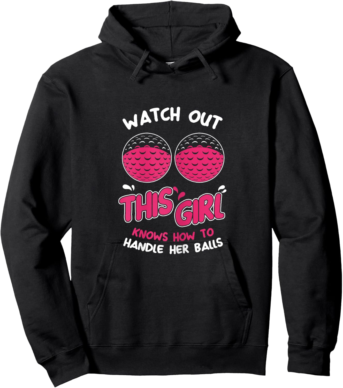 Funny Puns Awesome Women Golfers Handle Her Balls Golf gift Hoodie - Hoodie | Black