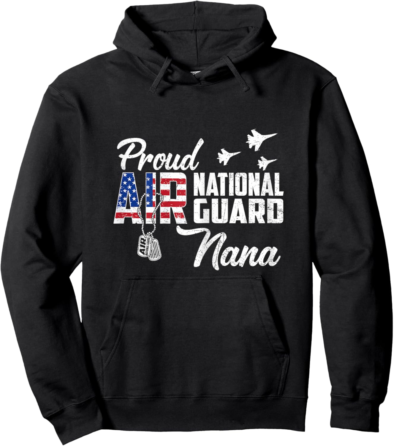 Proud Air National Guard Nana Flag US Family Matching Hoodie - Hoodie | Black
