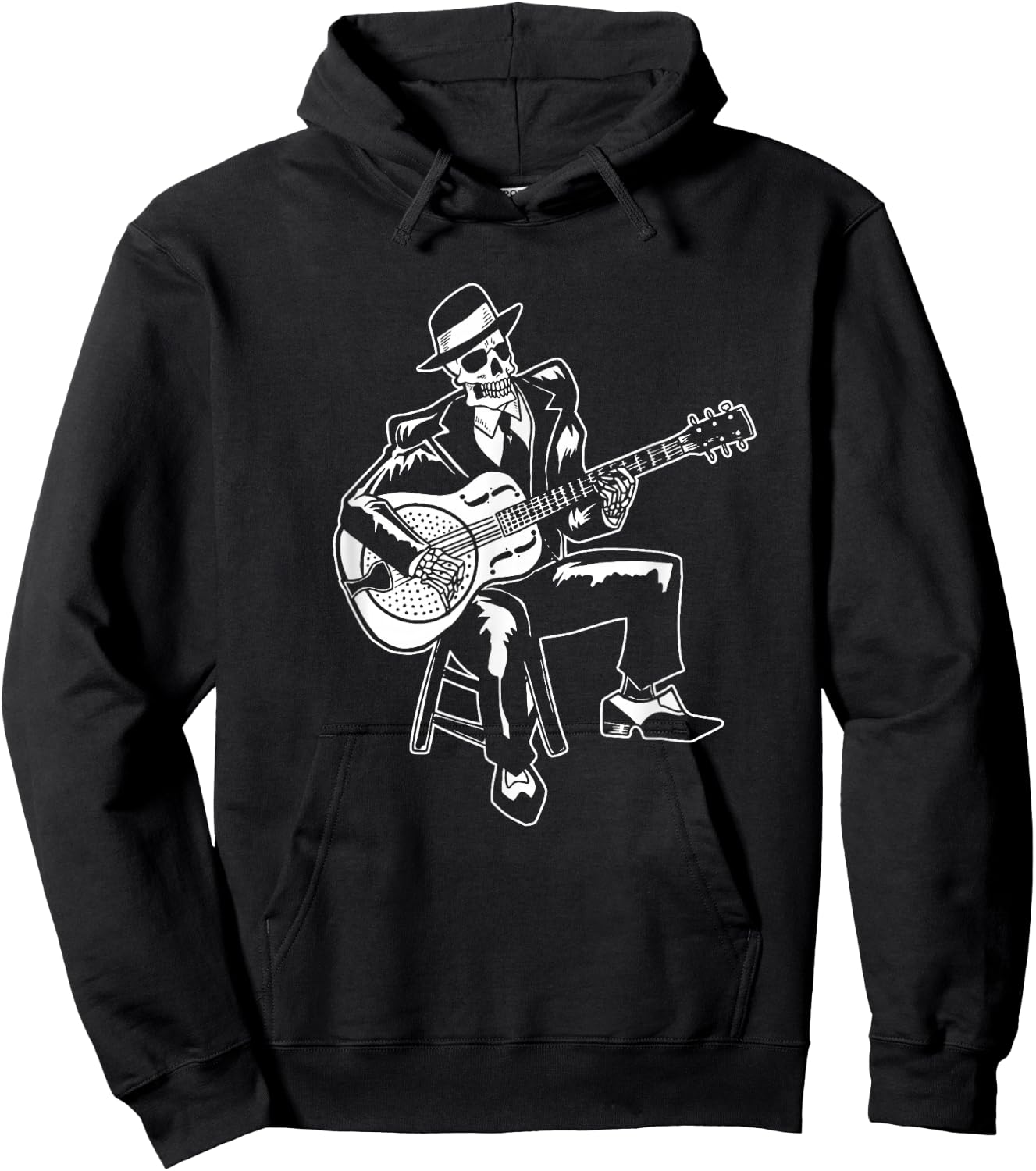 Skeleton Guitar Player Bluesman Vintage Blues Guitarist Hoodie - Hoodie | Black