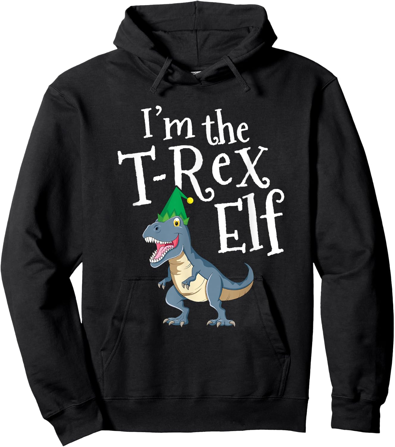 I'm T-Rex Elf TRex Dinosaur Kids Matching Family Christmas Hoodie - Hoodie | Black