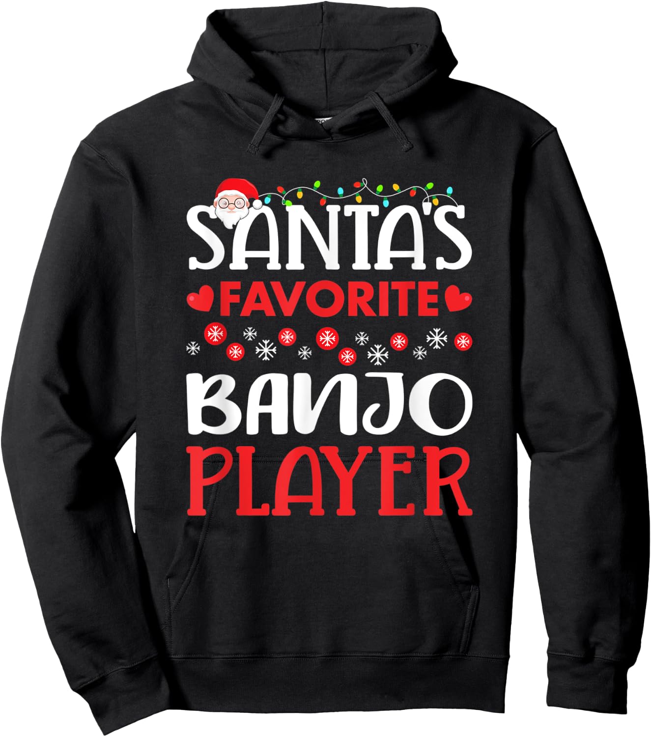 Funny Santa's Favorite Banjo Player Christmas Gift Hoodie - Hoodie | Black