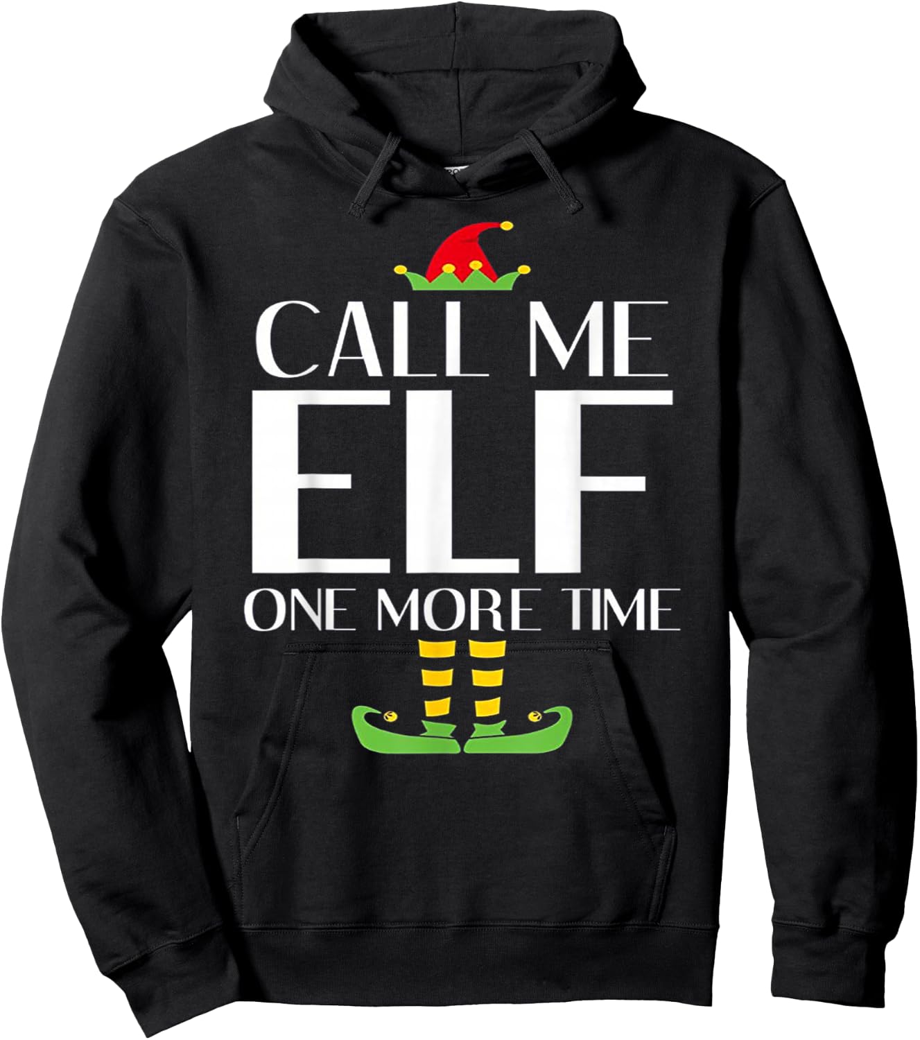 Call Me Elf One More Time Christmas X-mas Elf Shirt Hoodie - Hoodie | Black