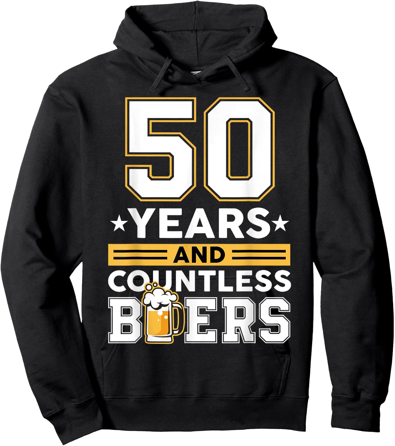 50 Years and Countless Beers Funny Birthday Husband Coworker Hoodie - Hoodie | Black