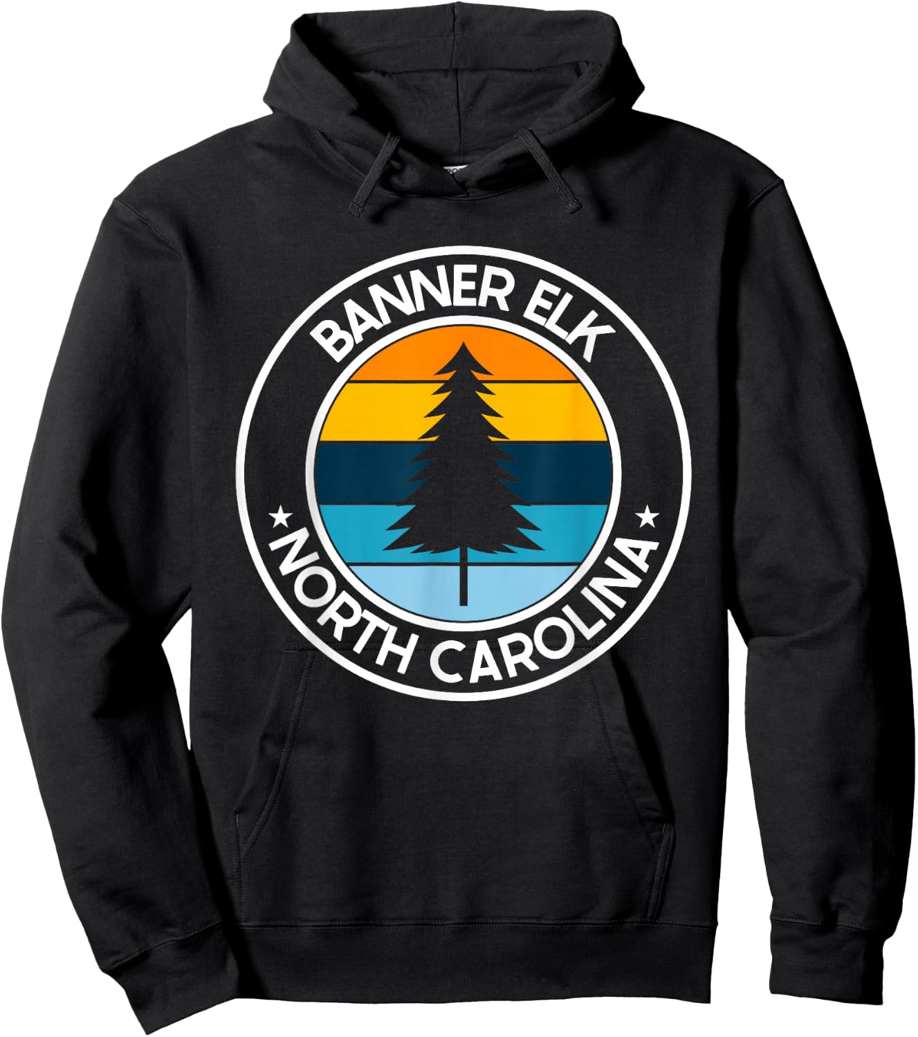 Banner Elk North Carolina NC USA City Pride Retro Sunset Hoodie - Hoodie | Black
