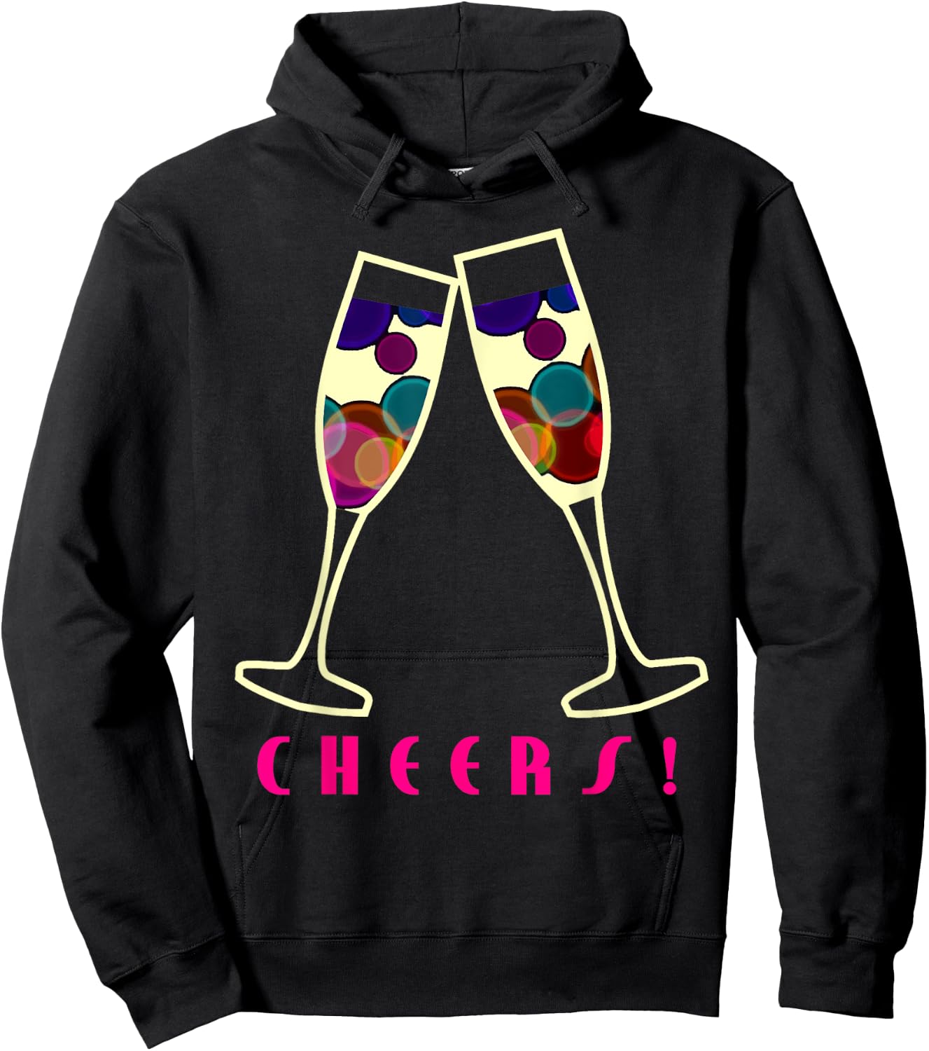Cheers Champagne Glasses Party Graphic Shirt Hoodie - Hoodie | Black