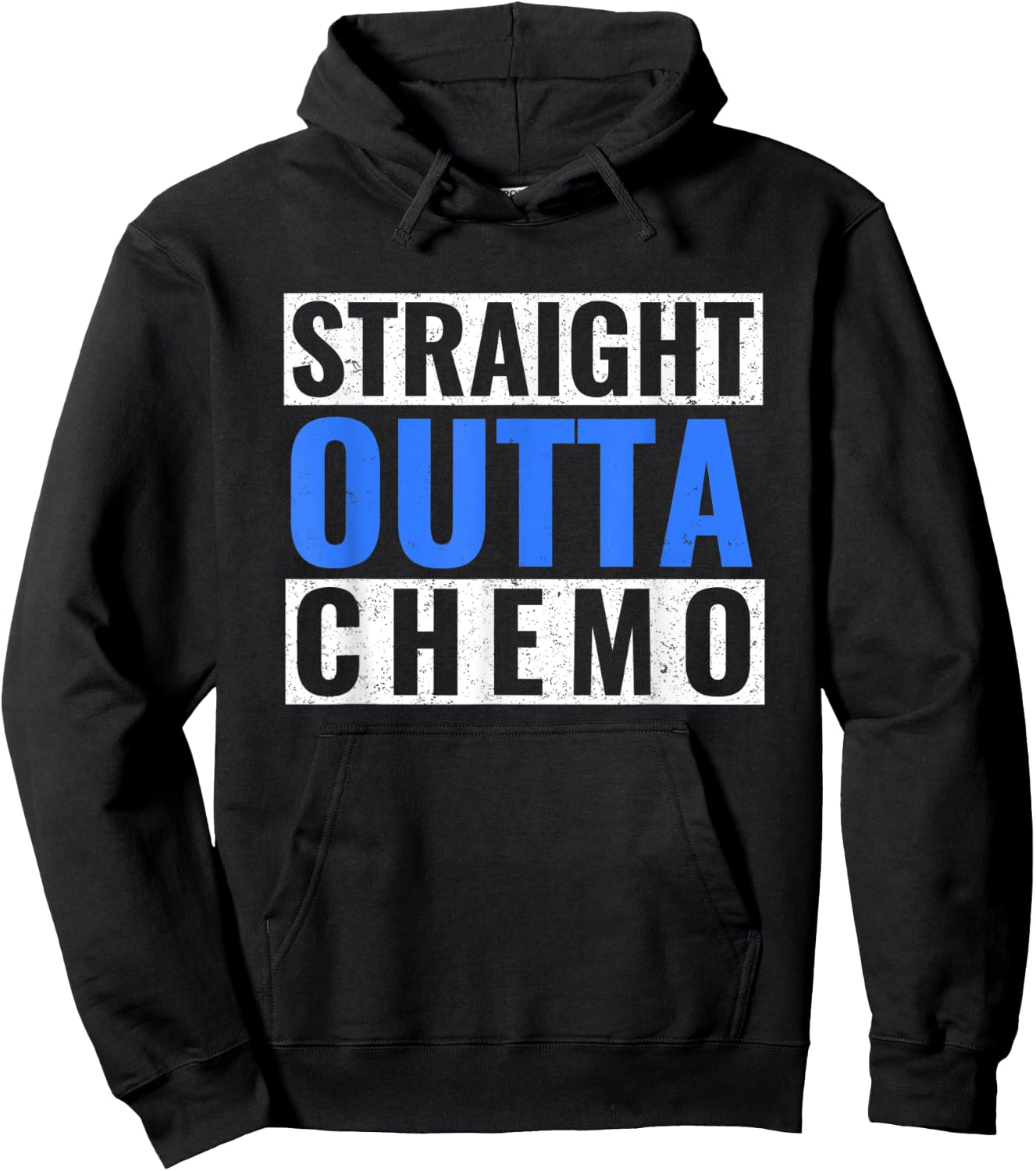 Straight Outta Chemo Dark Blue Colon Cancer Gift Hoodie - Hoodie | Black
