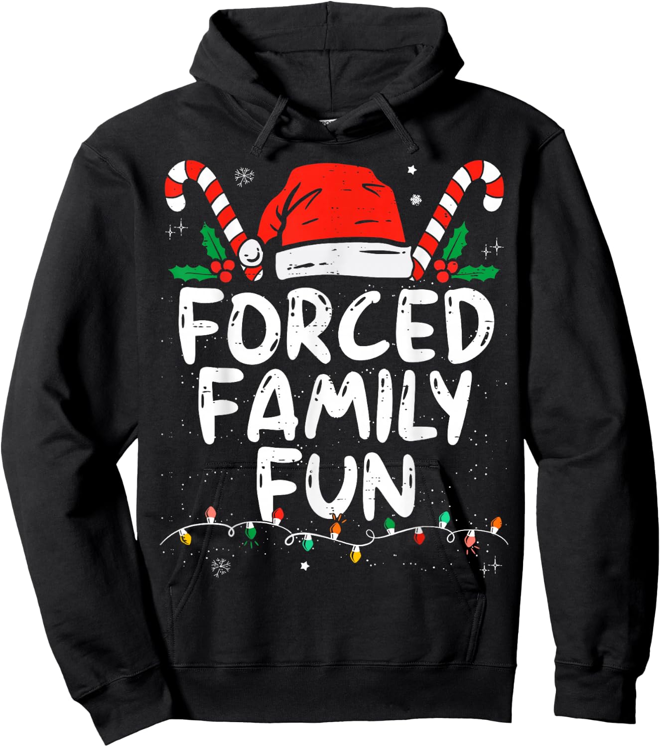 Forced Family Fun Sarcastic Christmas Funny Hoodie - Hoodie | Black