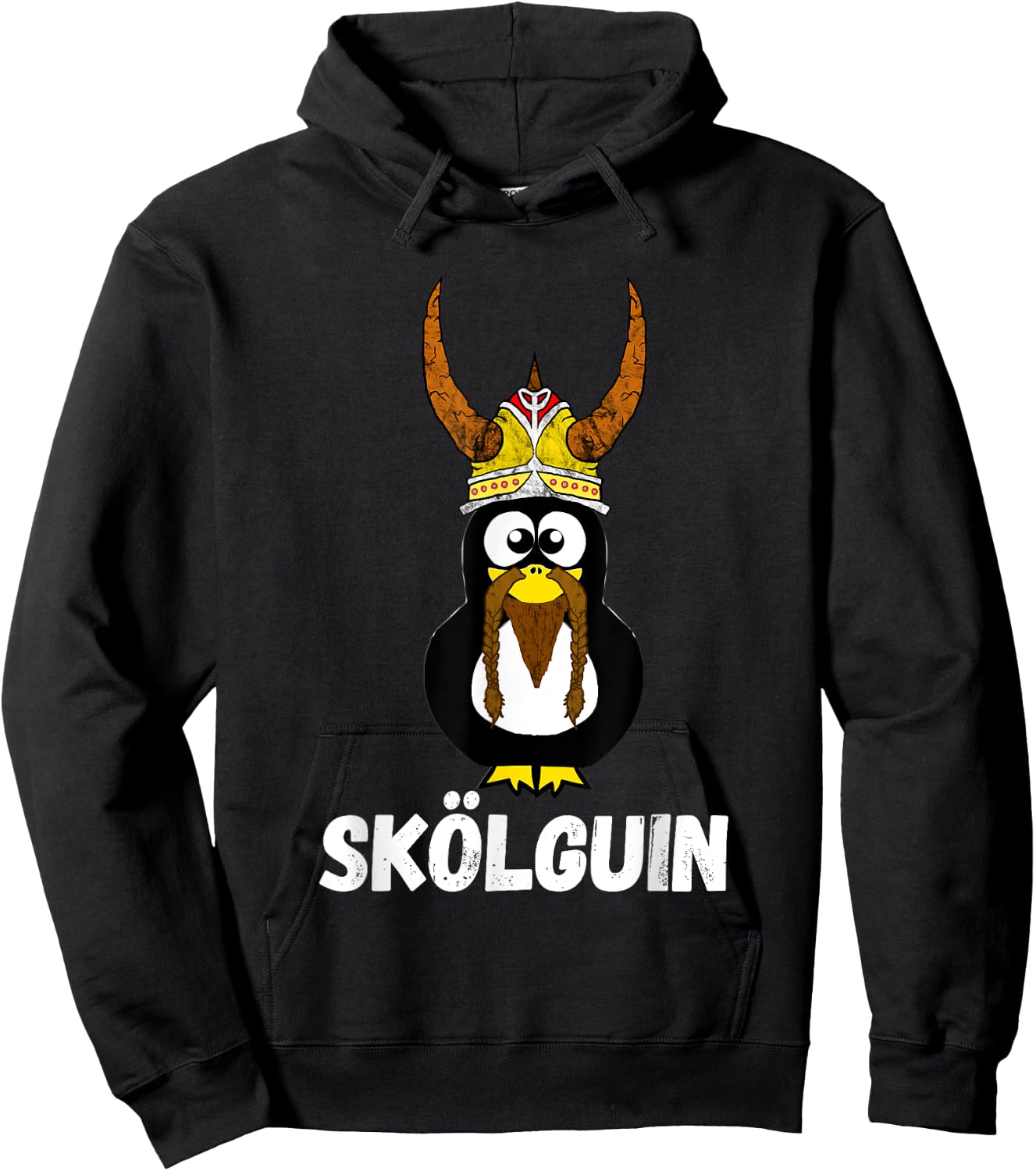 Skol Penguin Water Bird Funny Viking Nordic Horned Helmet Hoodie - Hoodie | Black
