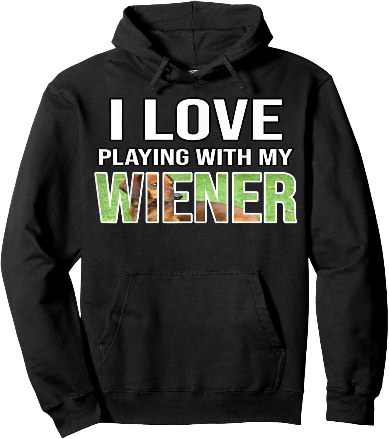 I Love Playing With My Wiener Dachshund Dog Weenie Quote Women Hoodie - Hoodie | Black