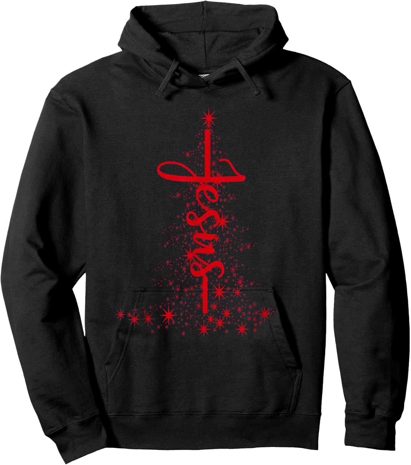 Christmas Christian Star Jesus Red Christmas Tree Faith Gift Hoodie - Hoodie | Black