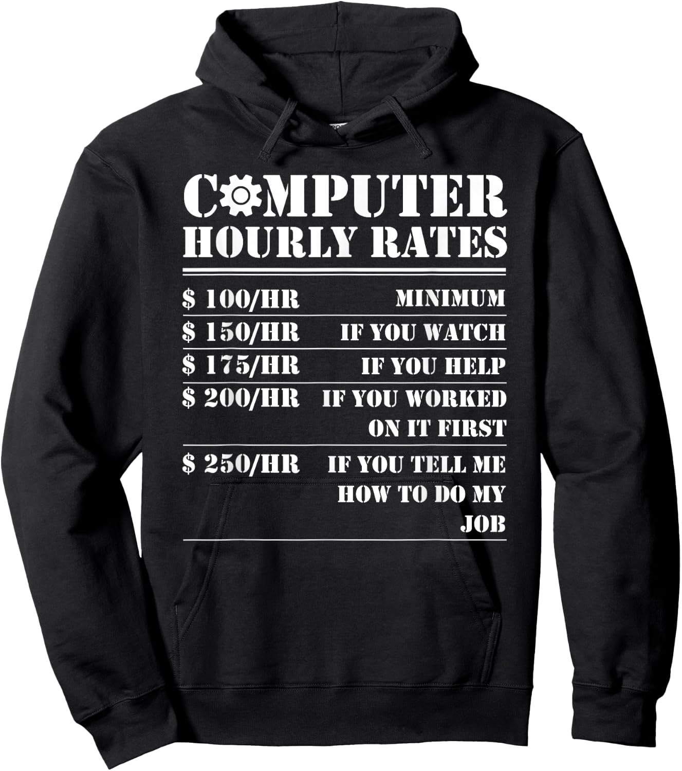 Computer Repair Hourly Rate Funny Tech Support Labor Gifts Hoodie - Hoodie | Black
