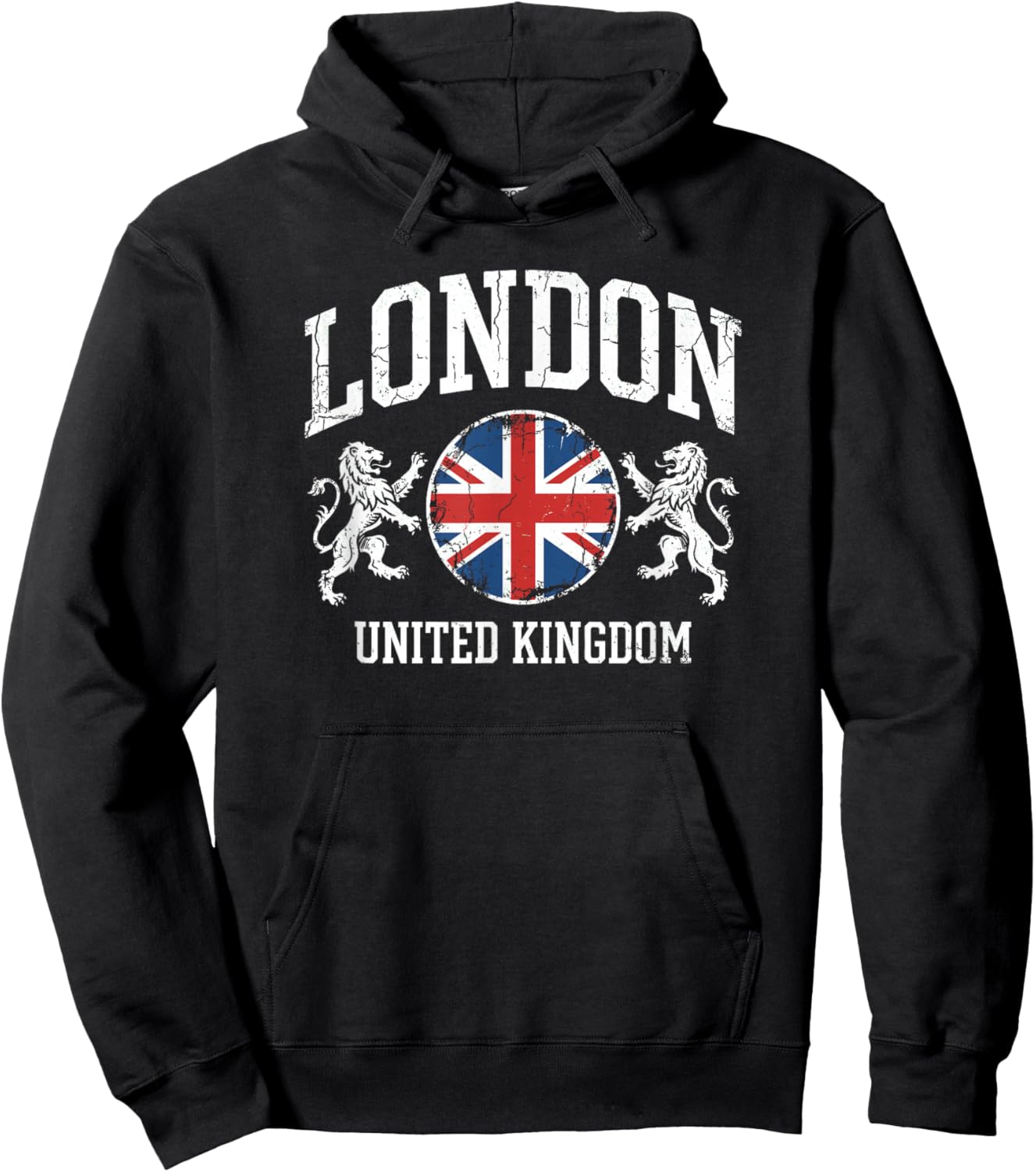 London England Flag Vintage Union Jack UK Pride Hoodie - Hoodie | Black
