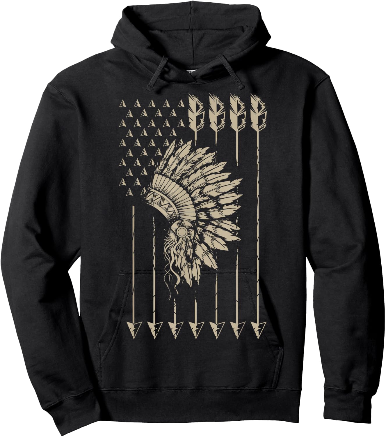 Cool Native American Arrow And Teepee Flag Shirt Funny Gift Hoodie - Hoodie | Black