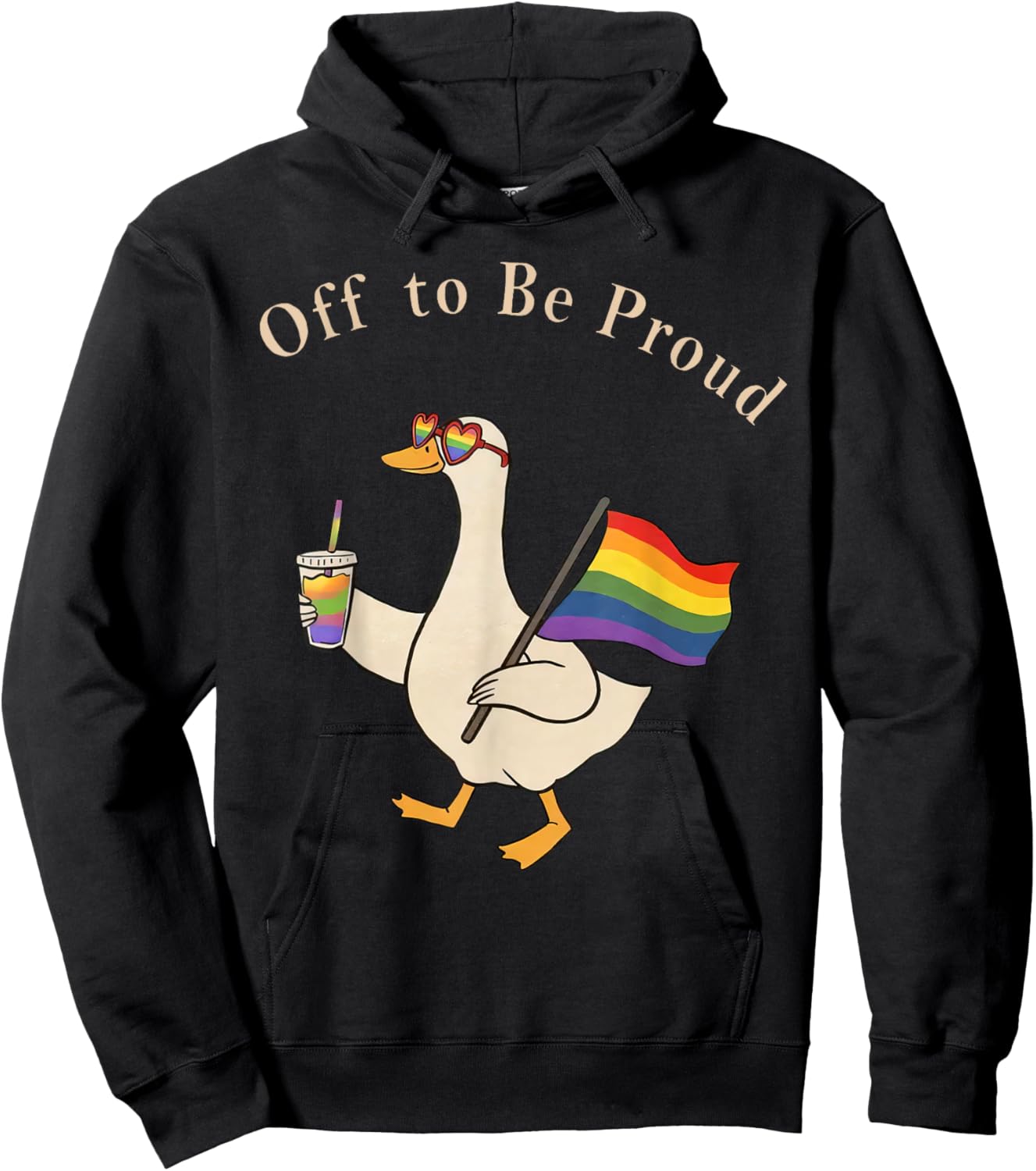 Rainbow Funny Goose Meme Love is Love LGBT Gay Lesbian Pride Hoodie - Hoodie | Black