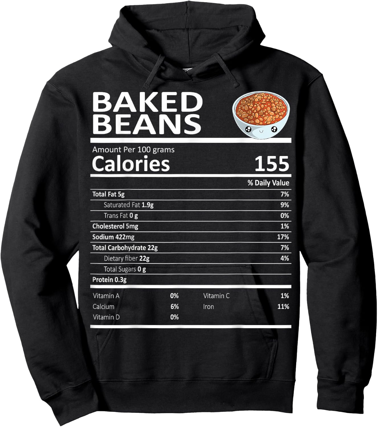 Baked Beans Nutritional Facts Thanksgiving X-Mas Gift Food Hoodie - Hoodie | Black