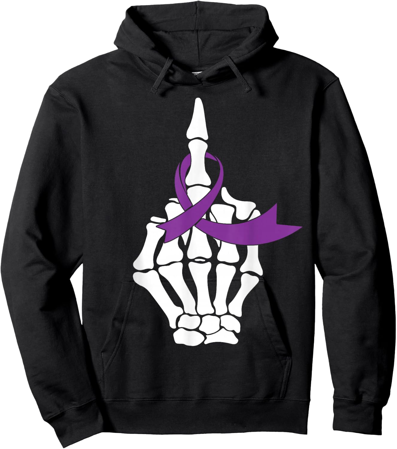 Fuck Pancreatic Cancer Middle Finger Purple Ribbon Shirt Hoodie - Hoodie | Black