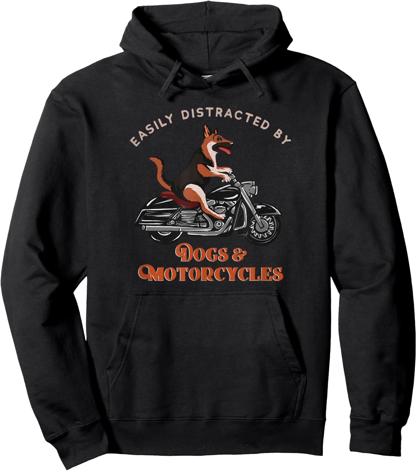 Easily Distracted By Dogs & Motorcycles - Motorcycle Rider Hoodie - Hoodie | Black