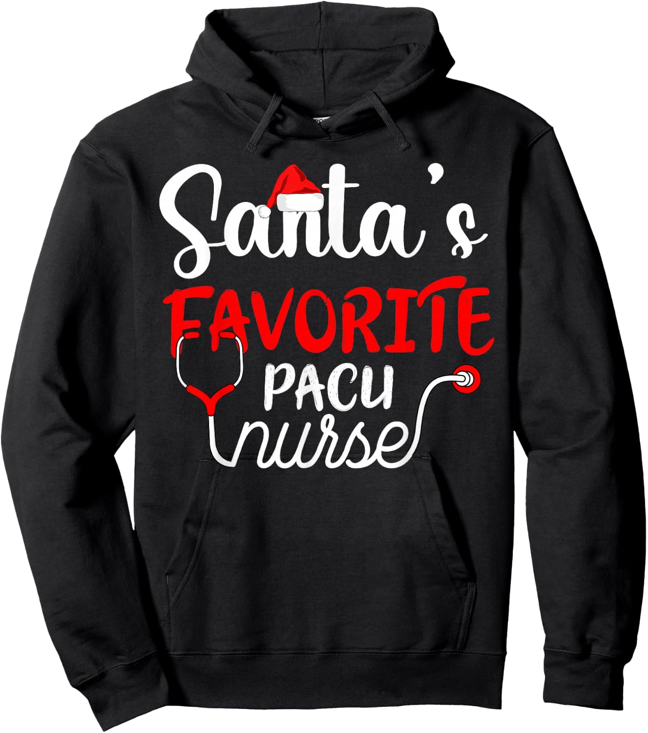 Santa's Favorite PACU Nurse Shirt Funny Christmas Hoodie - Hoodie | Black
