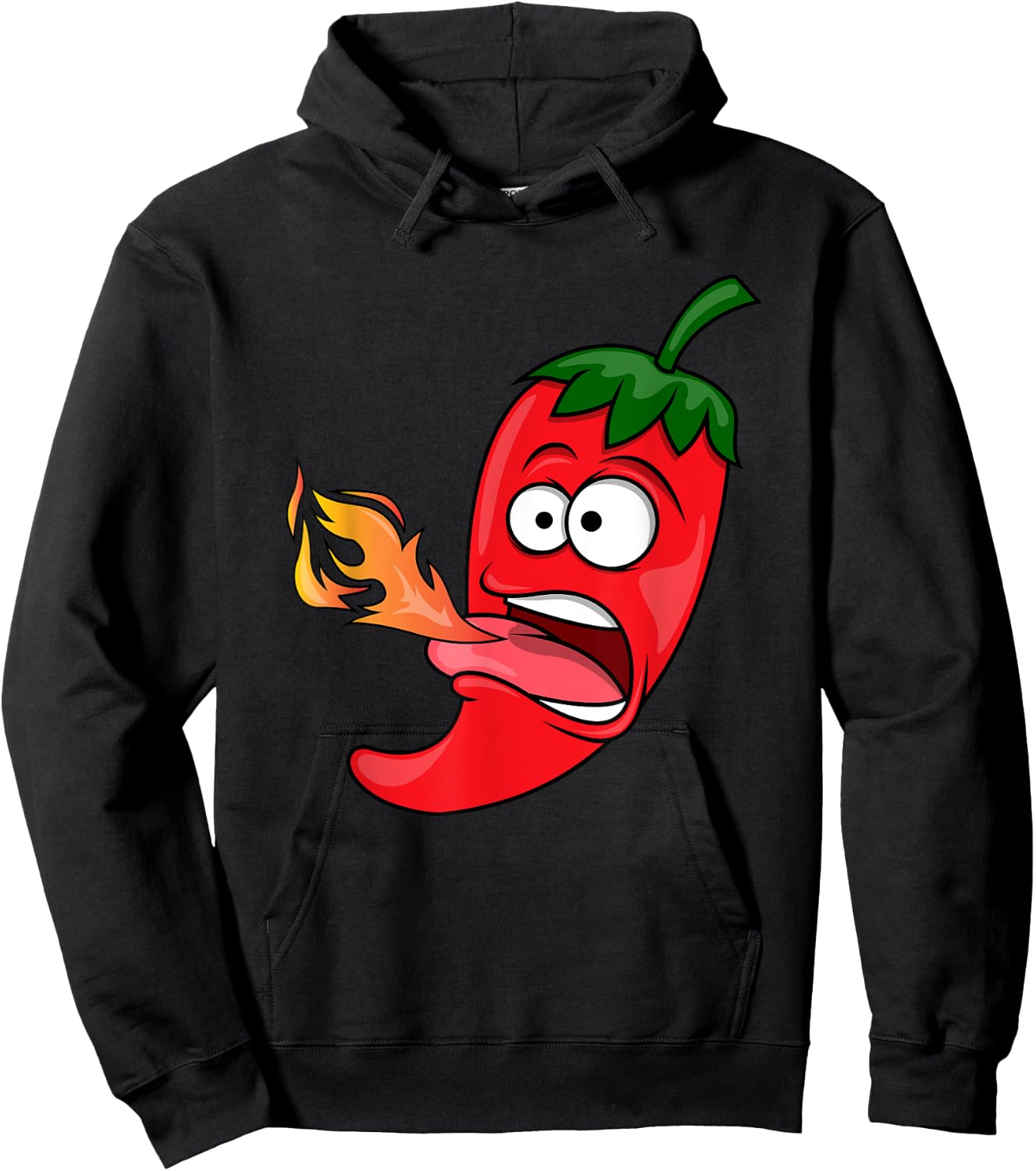 Chili Pepper Breathing Fire | Red Hot Funny Cartoon Hoodie - Hoodie | Black