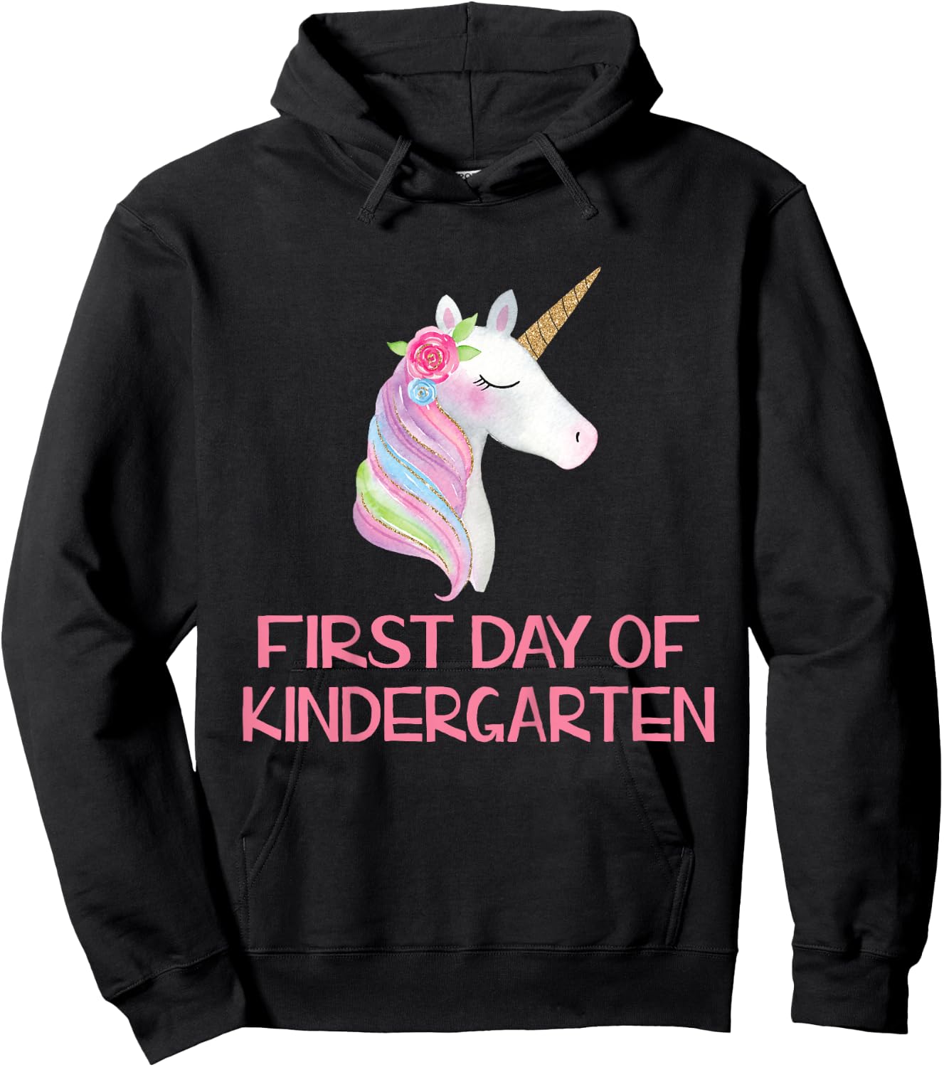 Cute First Day of Kindergarten Unicorn Shirt for Girls Hoodie - Hoodie | Black