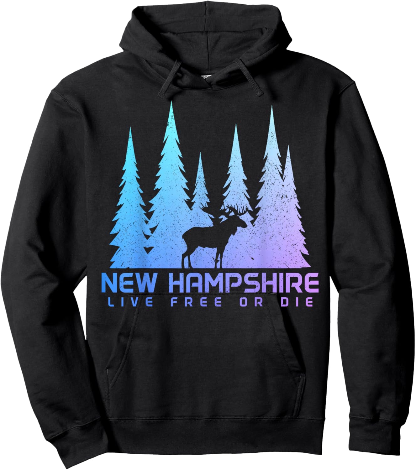 New Hampshire Live Free Or Die Moose Nature Lover Hoodie - Hoodie | Black