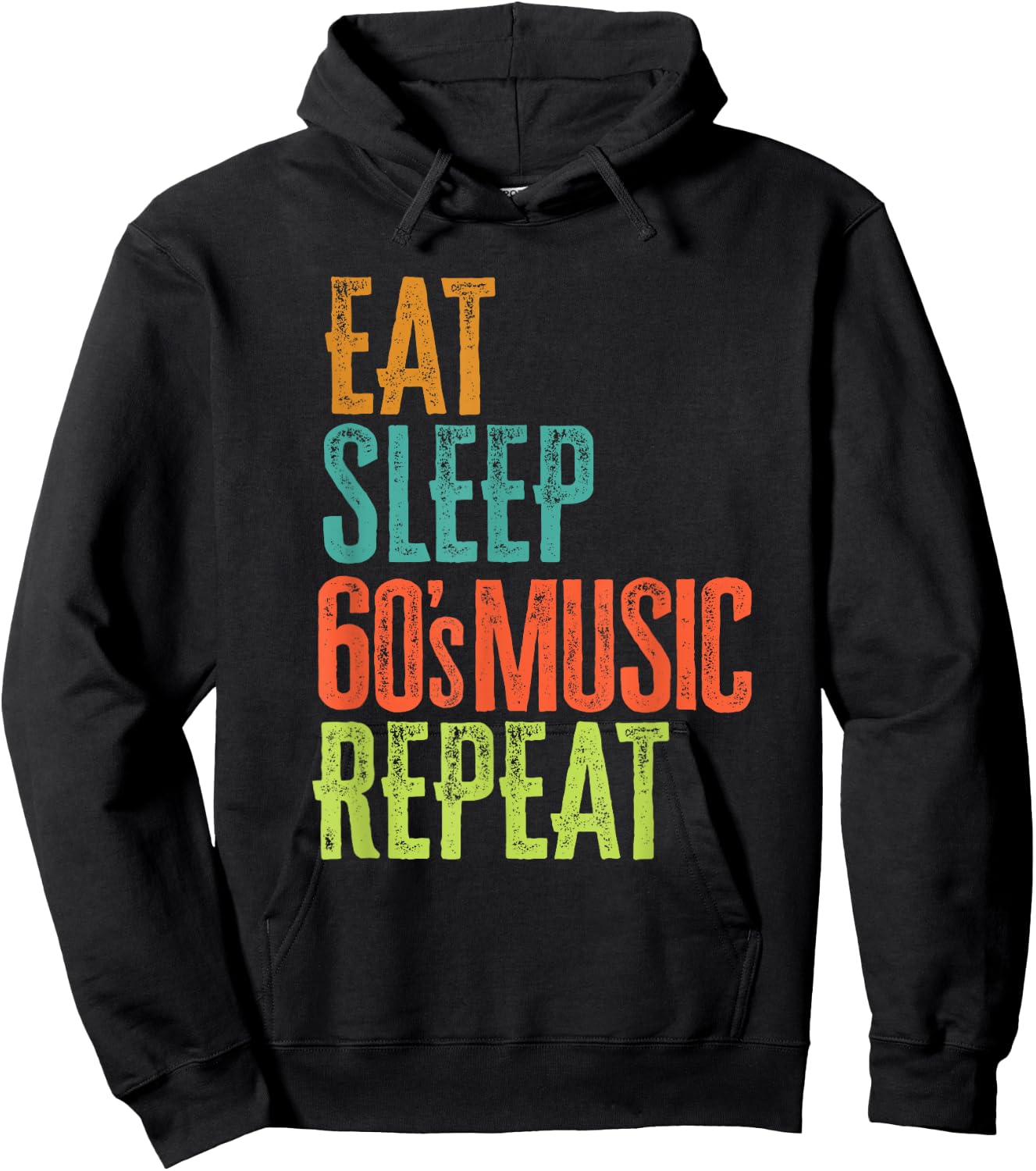 Retro Eat Sleep 60's Music Repeat Dance Pop Folk Rock Bands Hoodie - Hoodie | Black