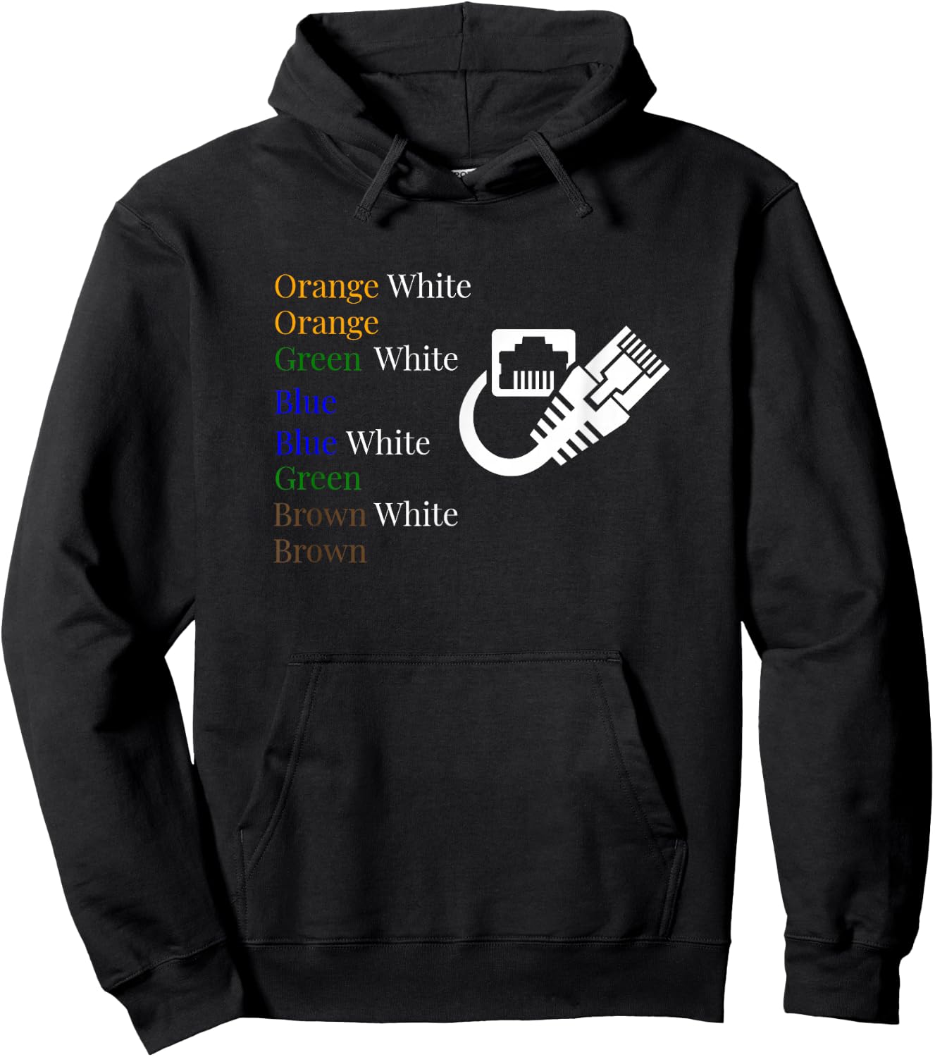 Telecom Fiber Optic Ethernet Color Code Hoodie - Hoodie | Black