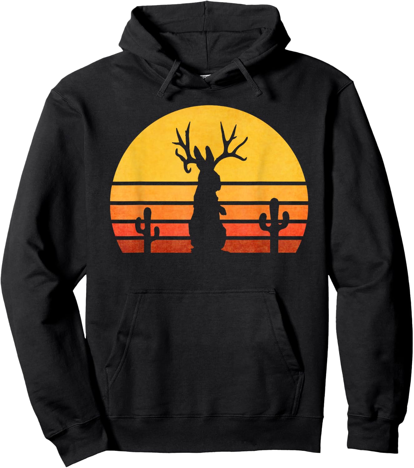 Retro Eighties Jackalope , Vintage Cryptid Rabbit Hoodie - Hoodie | Black