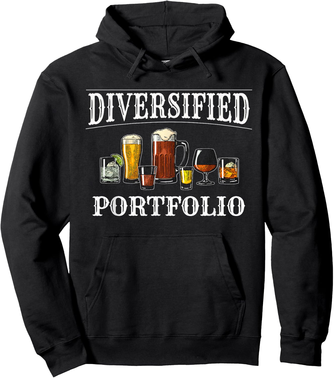 Funny Alcohol Drinker Diversified Portfolio Hoodie - Hoodie | Black