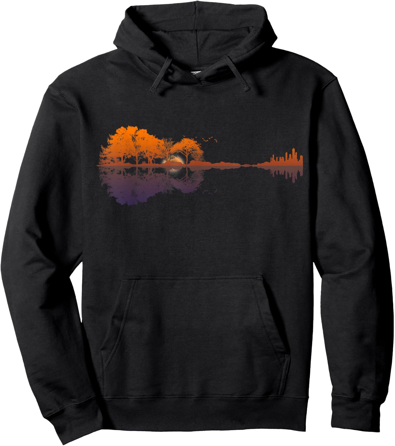 Guitar Lake Reflections Music and Guitar Lover Guitar Hoodie - Hoodie | Black