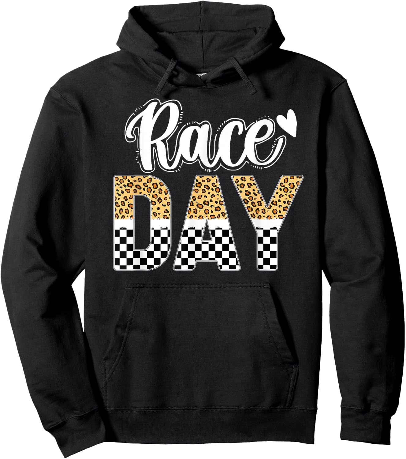 Race Day Leopard Car Race Day Checkered Flag Race Days Hoodie - Hoodie | Black