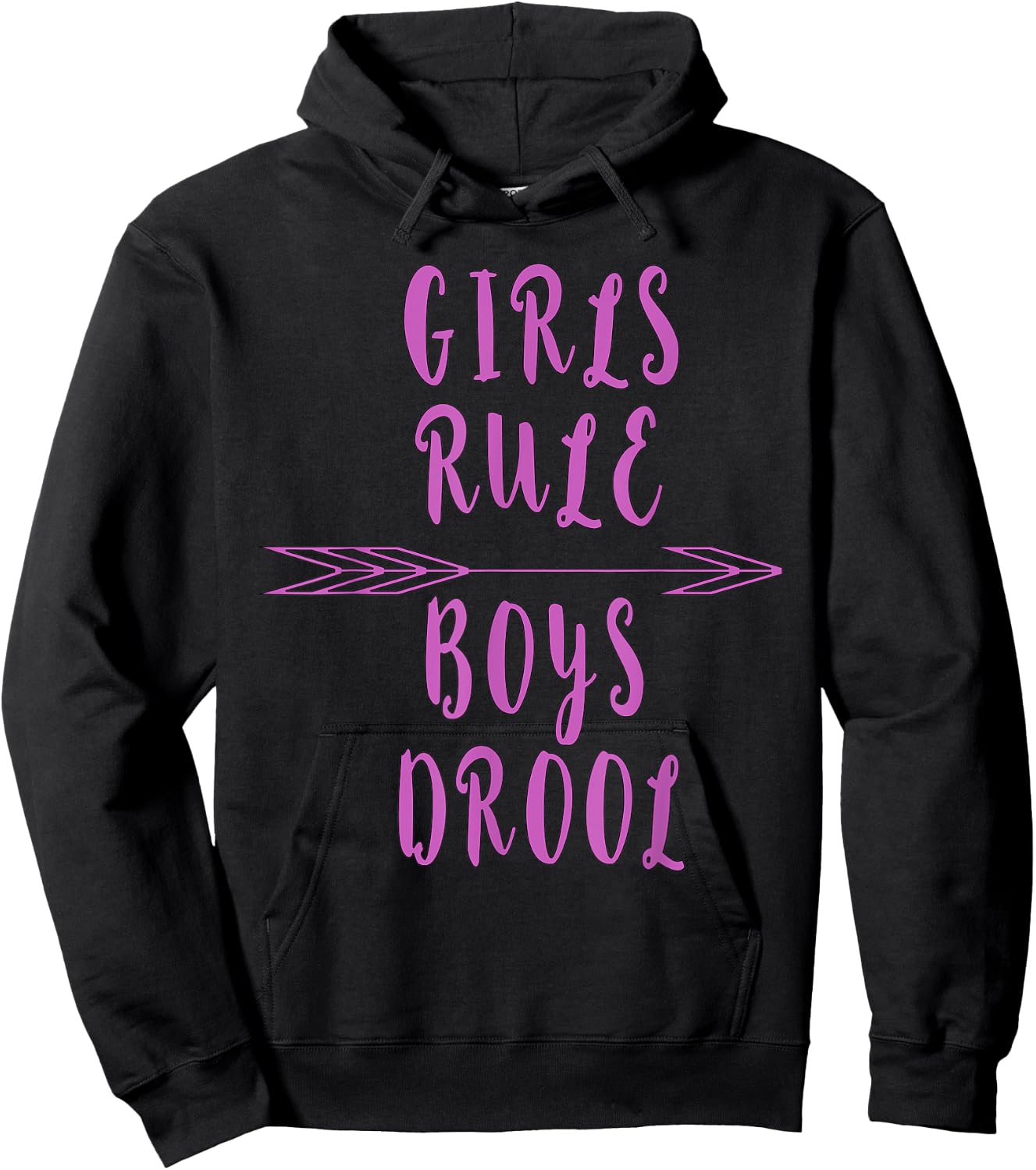 Funny witty gift ideas and tops Girls Rule, Boys Drool Anti-Valentine's Day Black Small Classic Fit Heather Grey Cotton Polyester Short Sleeve Hoodie - Hoodie | Black