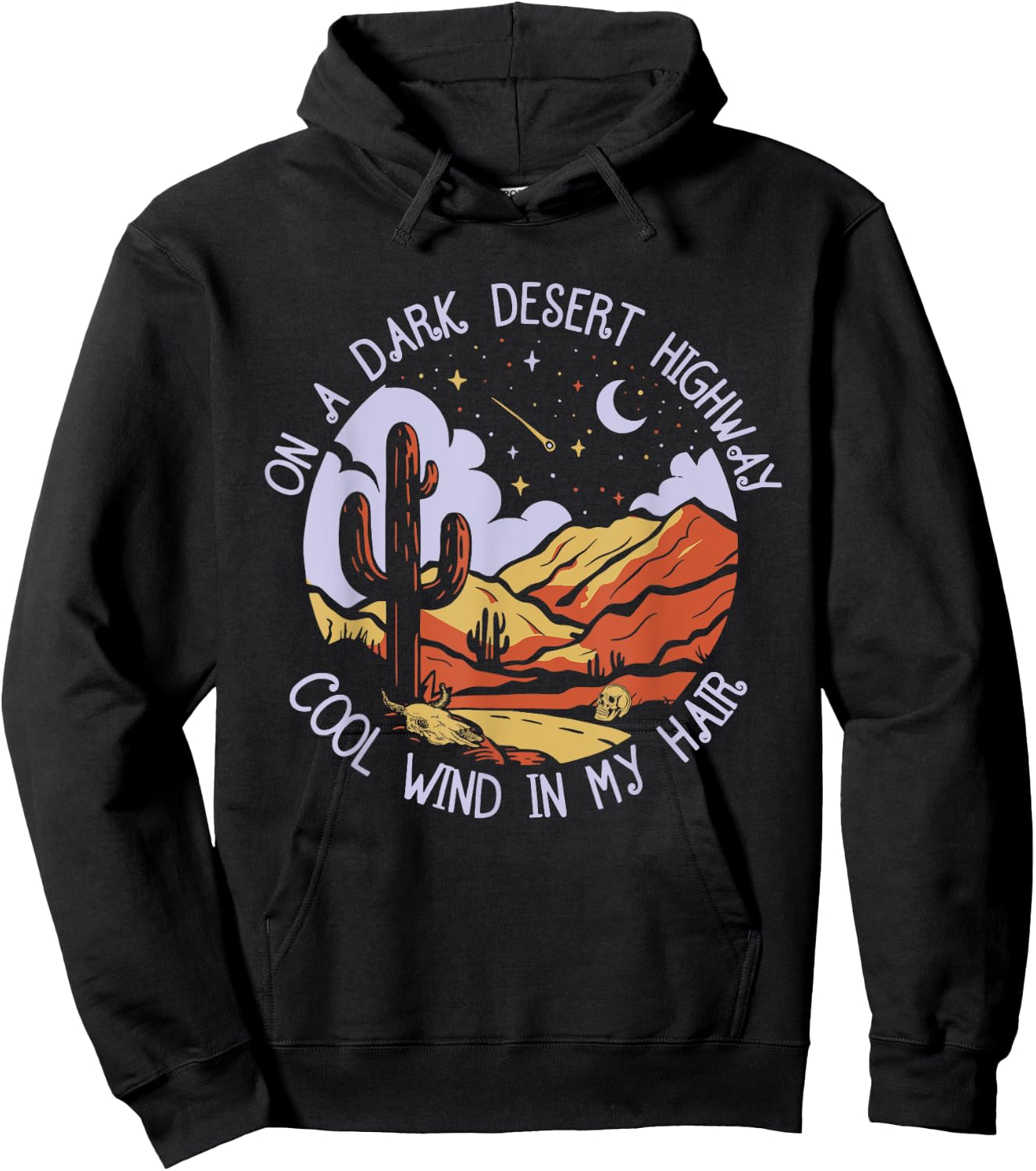 Vintage Western Deserts and Mountains - Cool Wind in My Hair Hoodie - Hoodie | Black
