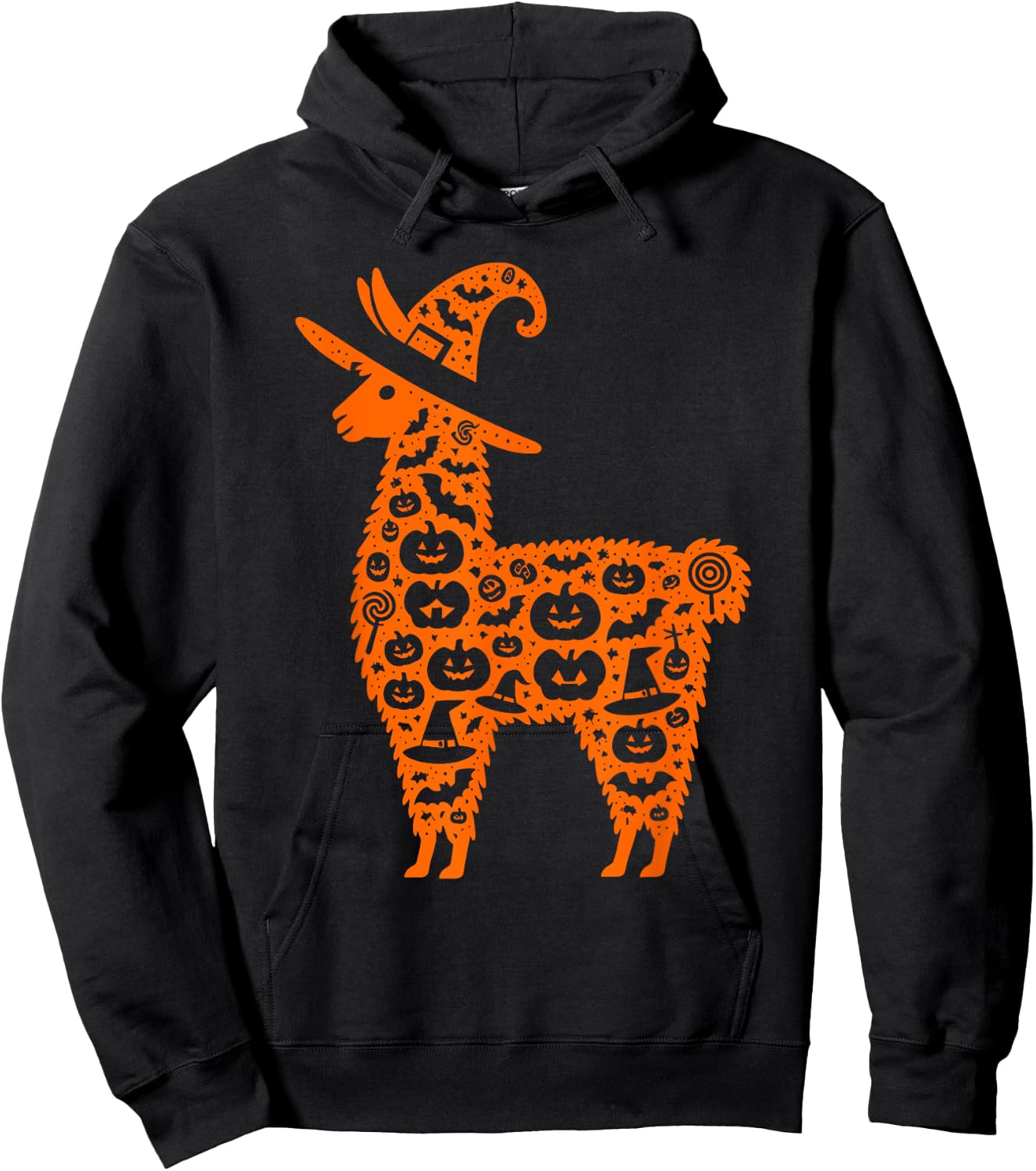 Funny Pumpkin Llama Candy Halloween Kids Hoodie - Hoodie | Black