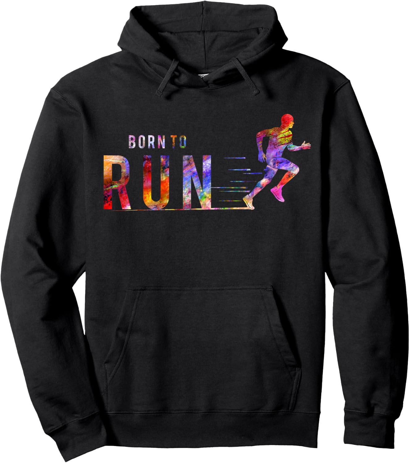 Born to Run Marathon Runner Sports Colorful Hoodie - Hoodie | Black