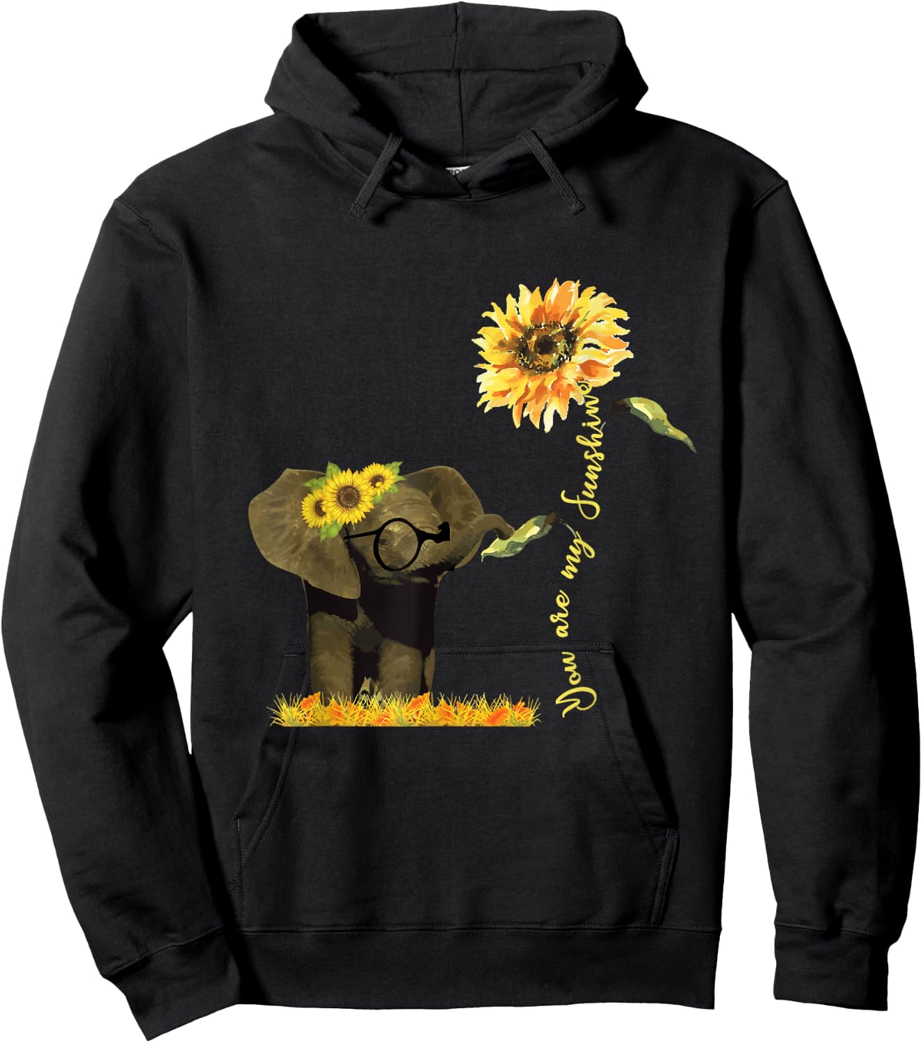 Motivational You Are Sunshine Elephant Sunflower Women Men Hoodie - Hoodie | Black
