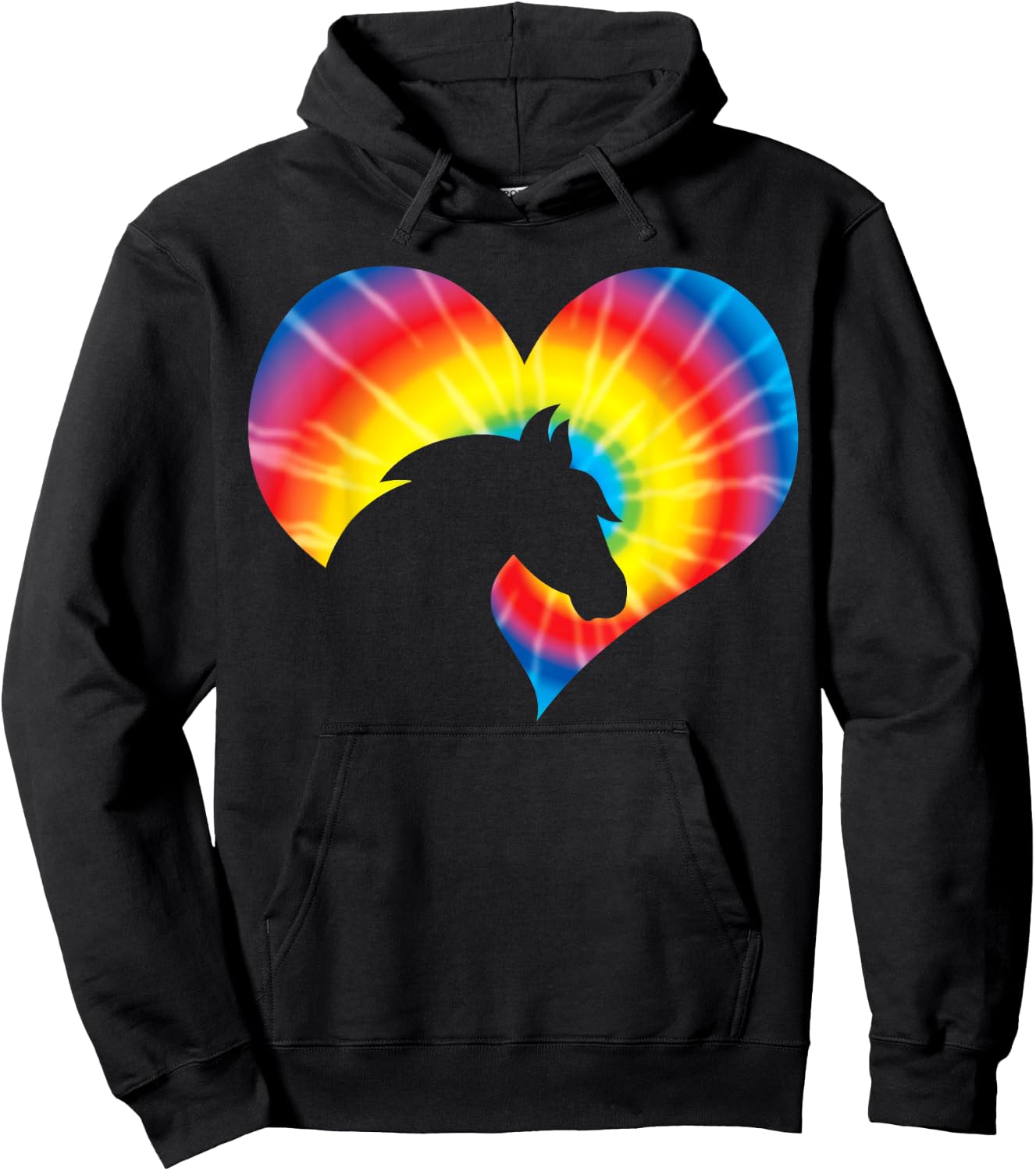 Horse Heart Silhouette For Cowgirl Equestrian Graphic Print Hoodie - Hoodie | Black