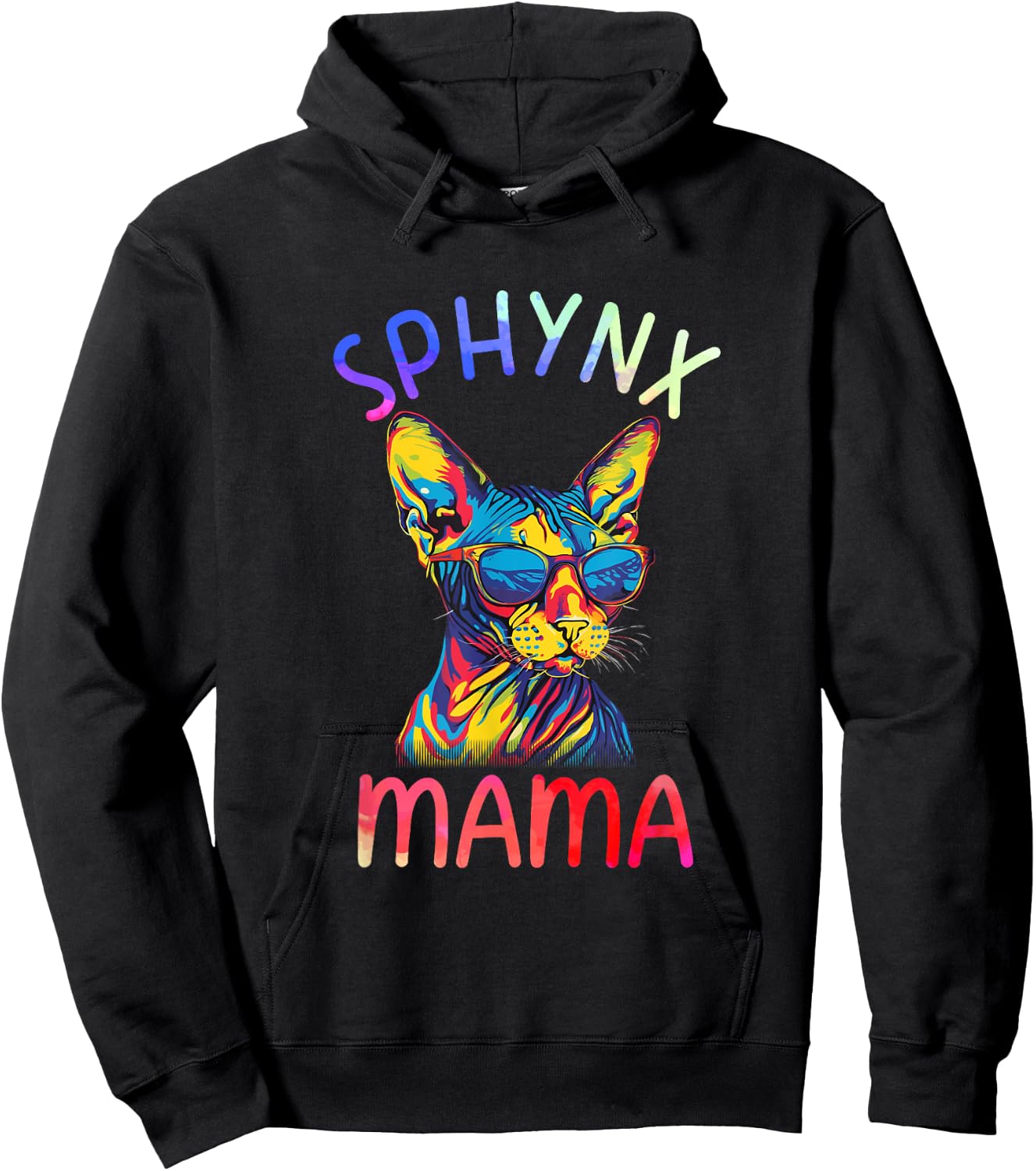 Sphynx Cat Mom Mama Pop Art Sphynx Cat Lovers Women Kids Hoodie - Hoodie | Black
