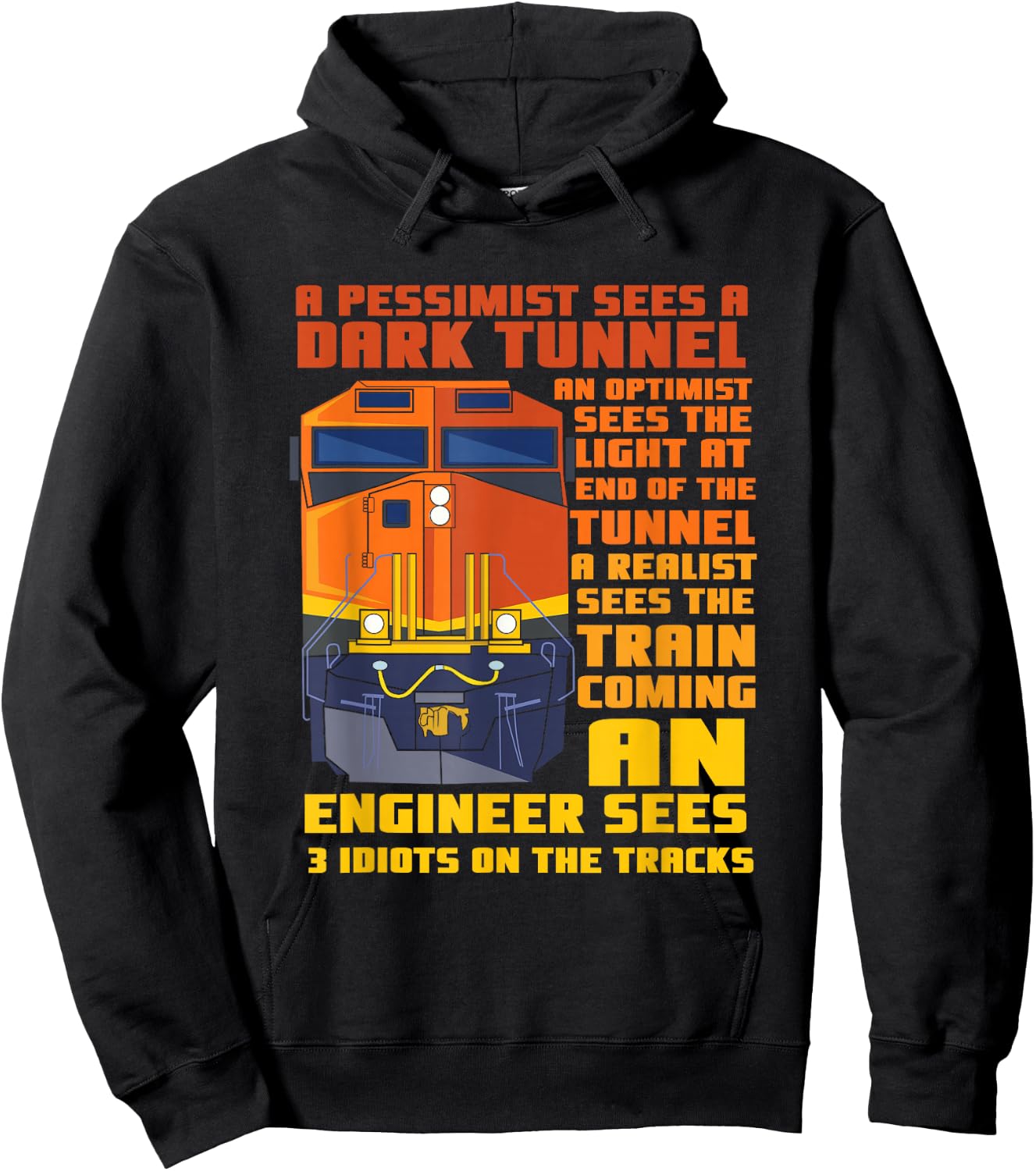 Railroad Train Engineer Sees 3 Idiots On The Tracks Hoodie - Hoodie | Black