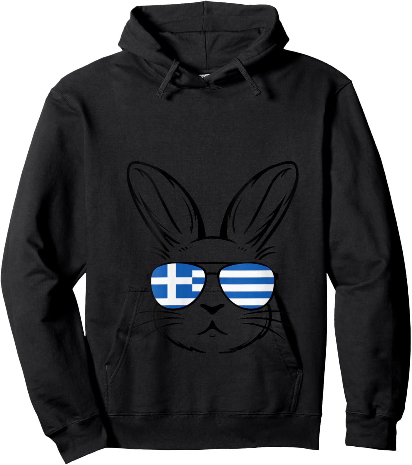 Women's Greek Flag of Greece Orthodox Easter Bunny Greek Easter V-Neck Hoodie - Hoodie | Black