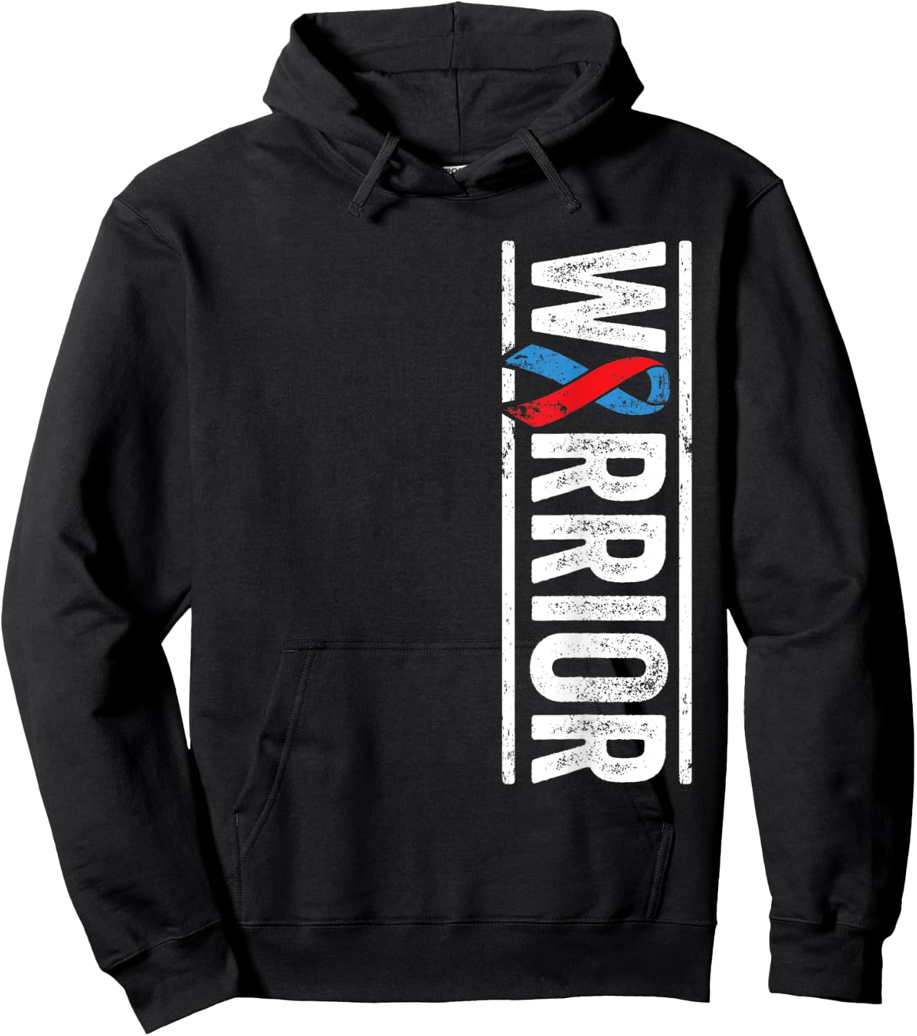 Pulmonary Fibrosis Warrior - PF Red Blue Awareness Ribbon Hoodie - Hoodie | Black