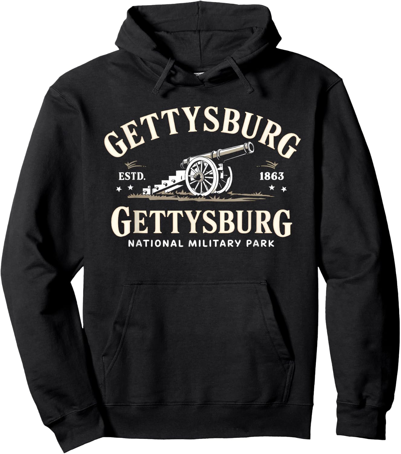 Gettysburg National Military Park ESTD 1863 Cannon History Hoodie - Hoodie | Black