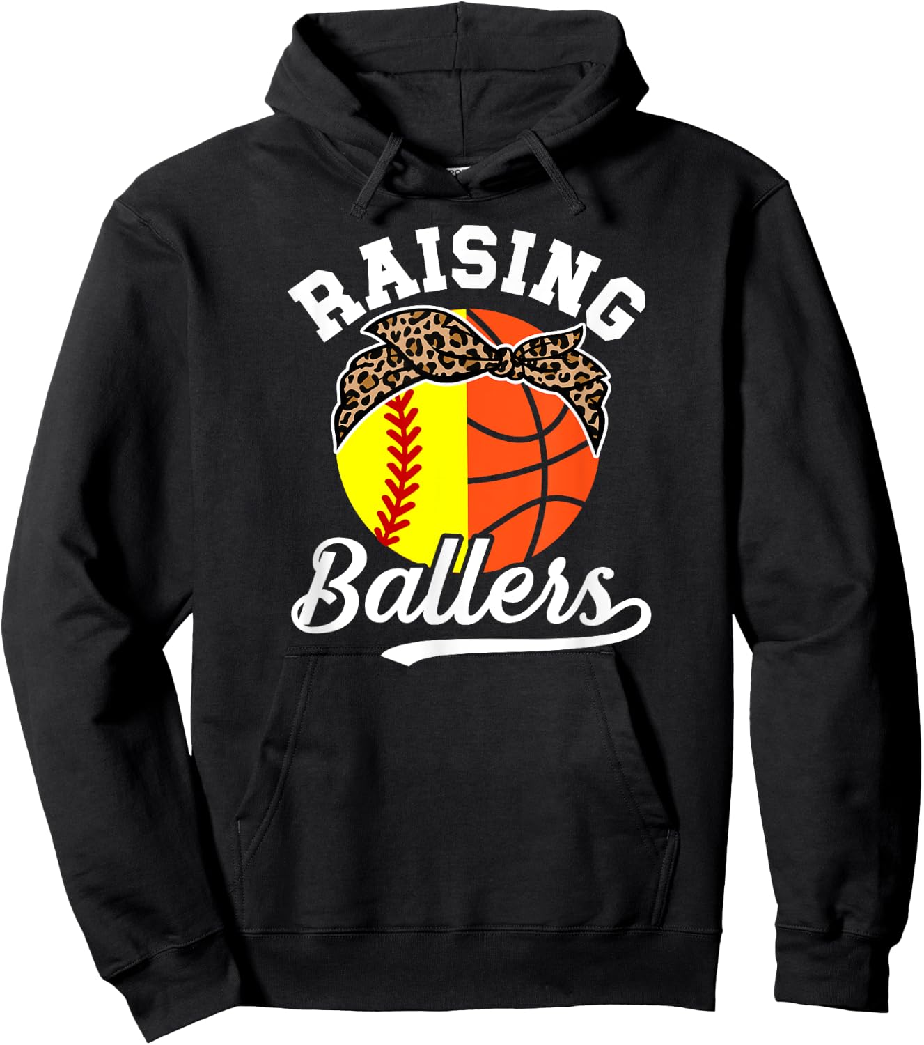 Raising Ballers Softball Basketball Mom Hoodie - Hoodie | Black