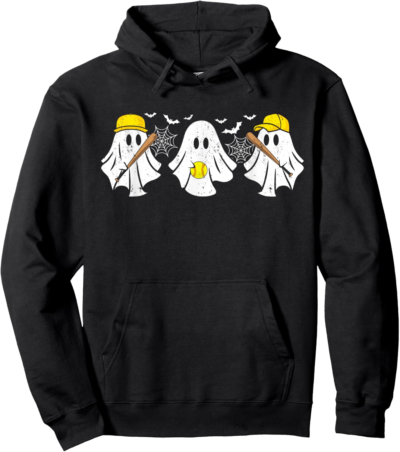 Ghost Softball Player Funny Halloween Costume Women Hoodie - Hoodie | Black
