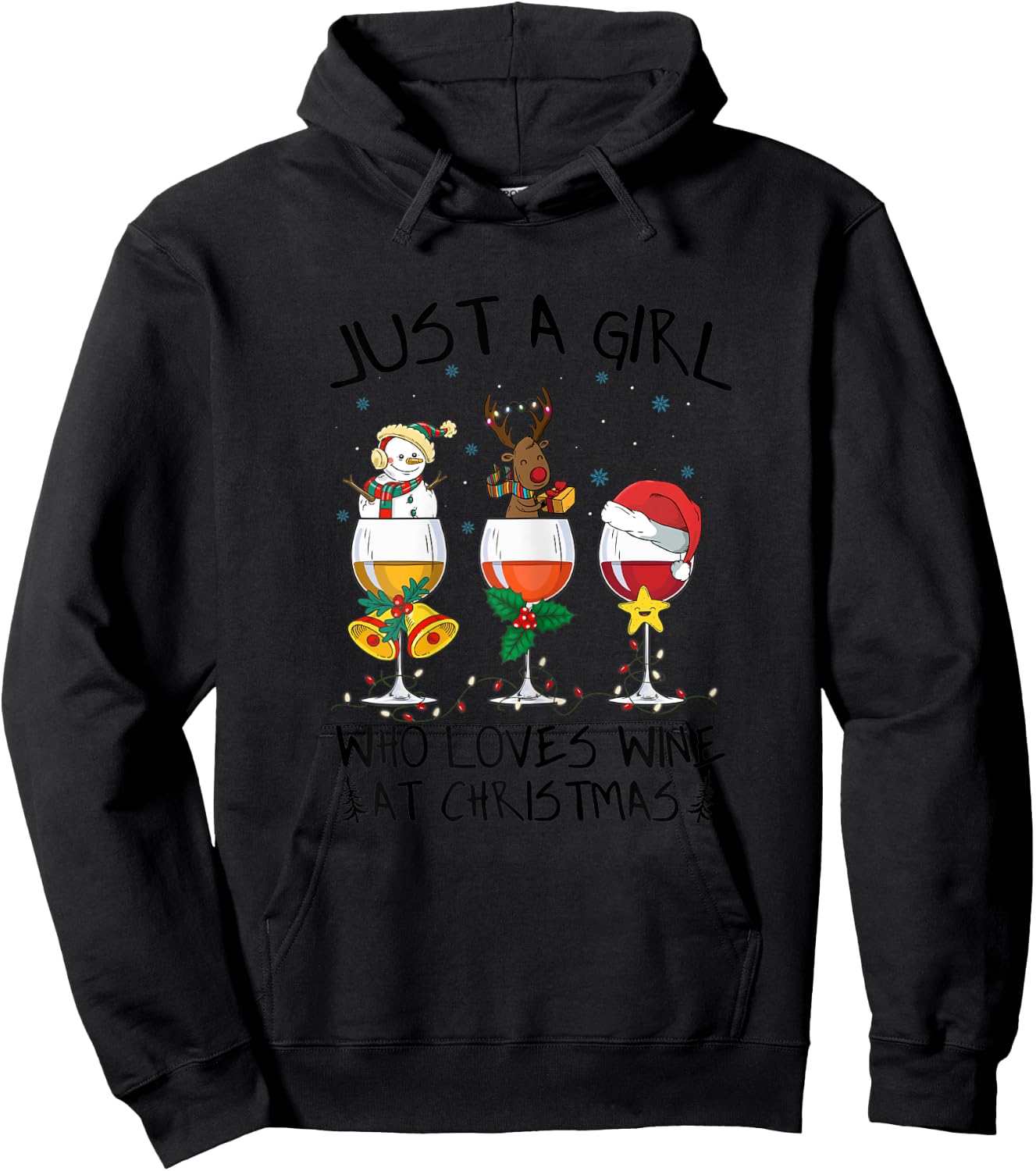 Just a girl who loves Wine at Christmas Costume Xmas gifts Hoodie - Hoodie | Black