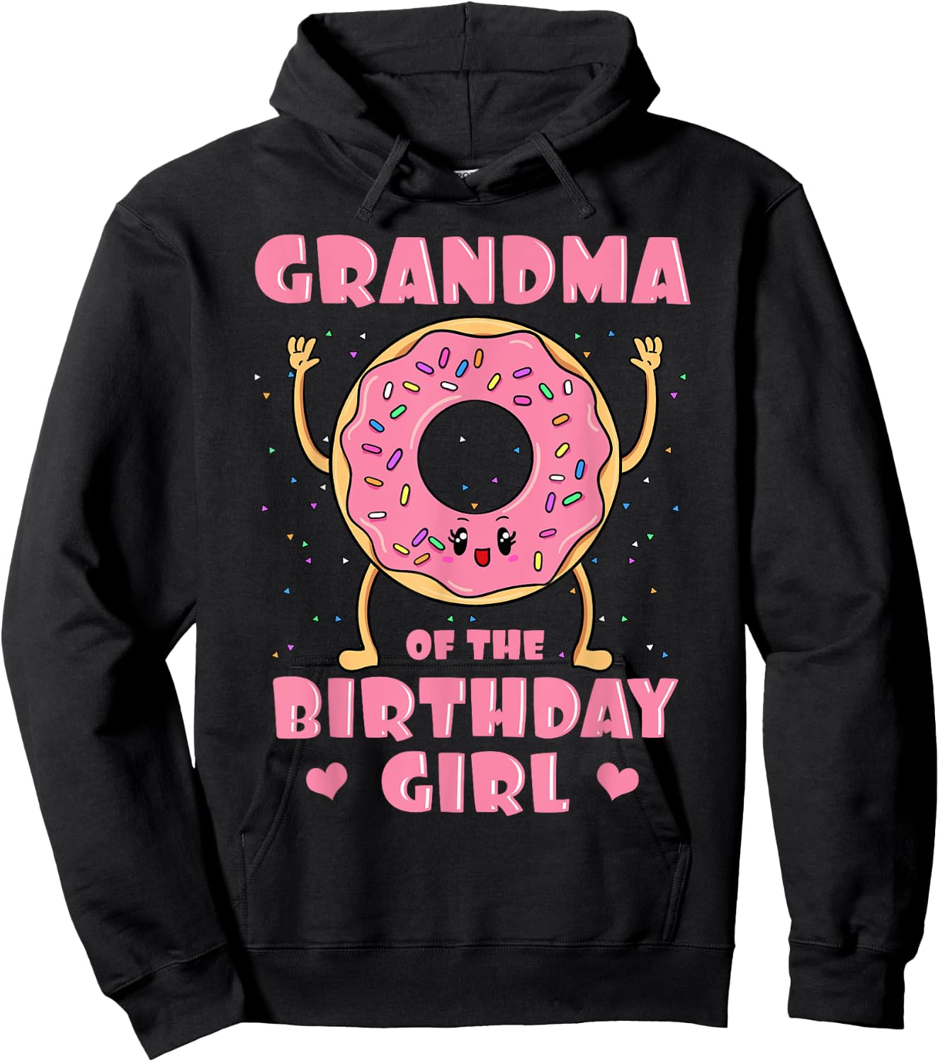Grandma Of The Birthday Girl Doughnut Dessert Granny Hoodie - Hoodie | Black