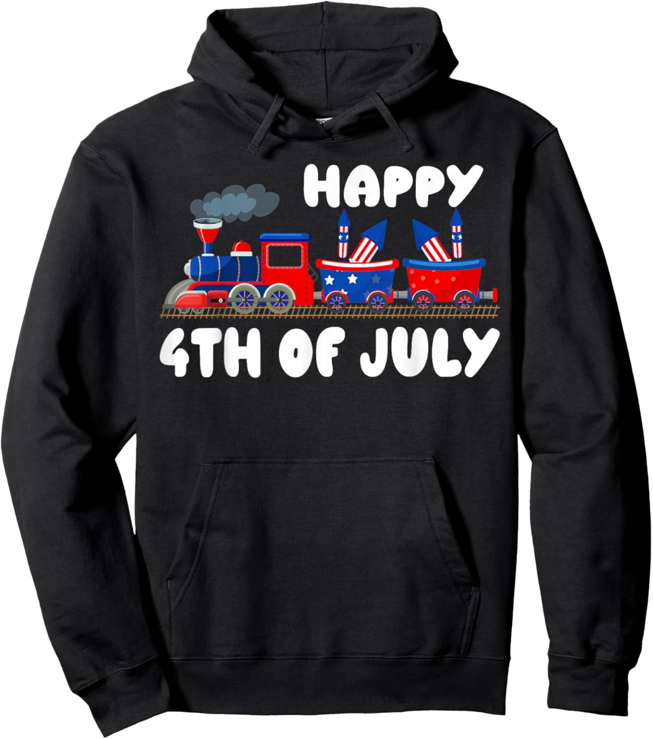 Happy 4th Of July Train US Flag Independence Day 4th Of July Hoodie - Hoodie | Black
