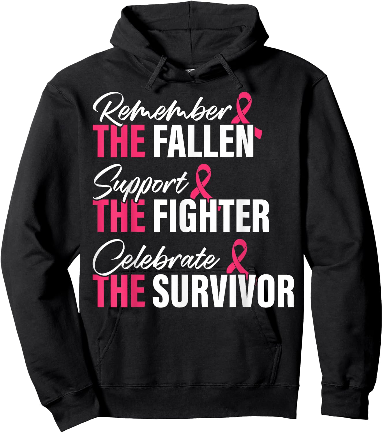 Breast Cancer Awareness Remember Support Celebrate Hoodie - Hoodie | Black
