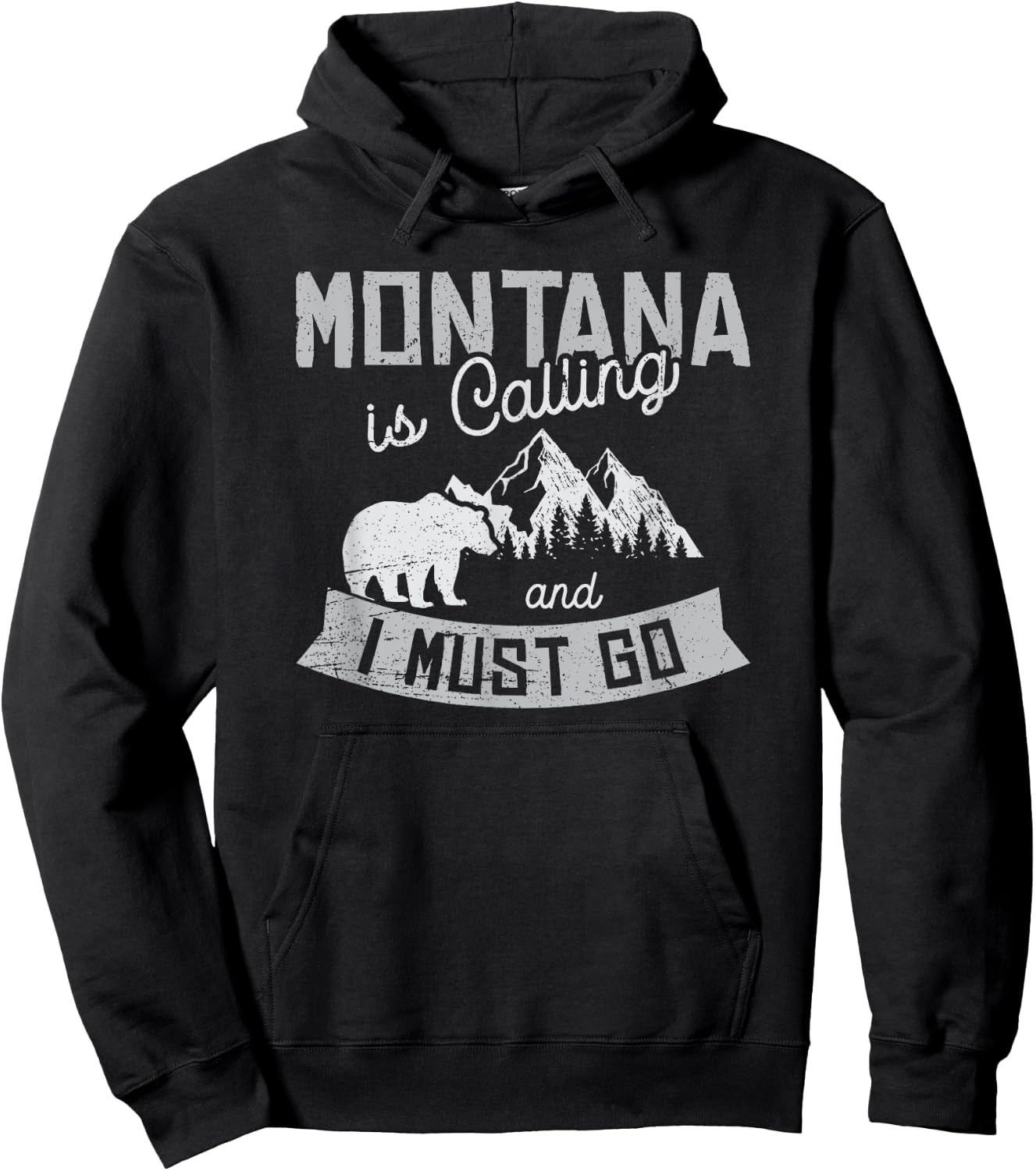Montana Is Calling Big Sky Grizzly Wilderness Adventure Hoodie - Hoodie | Black