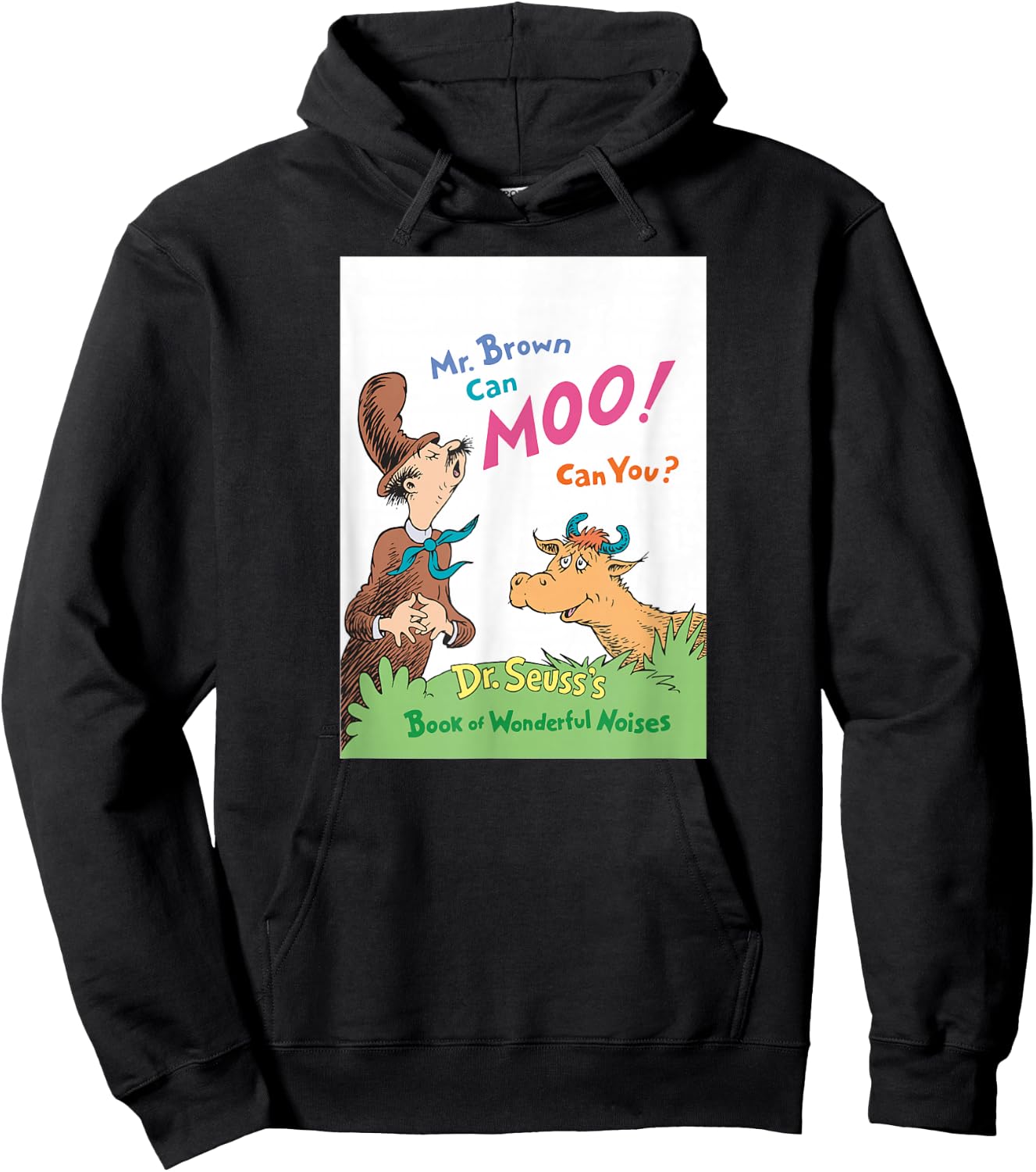 Dr. Seuss Mr. Brown Can Moo Book Cover Hoodie - Hoodie | Black